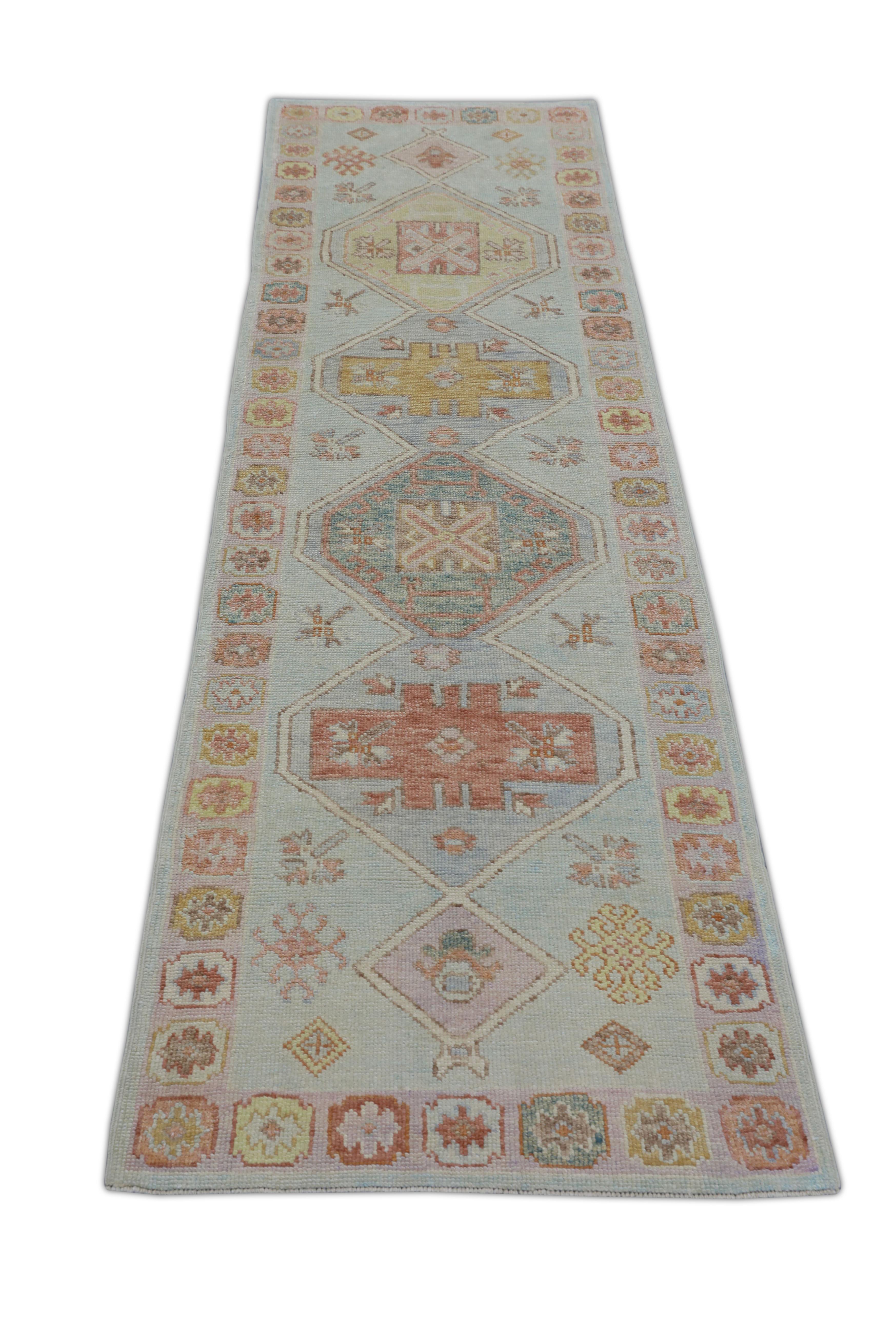 Lana Tappeto Oushak Orientale annodato a mano Turco Oushak 3' x 10'5