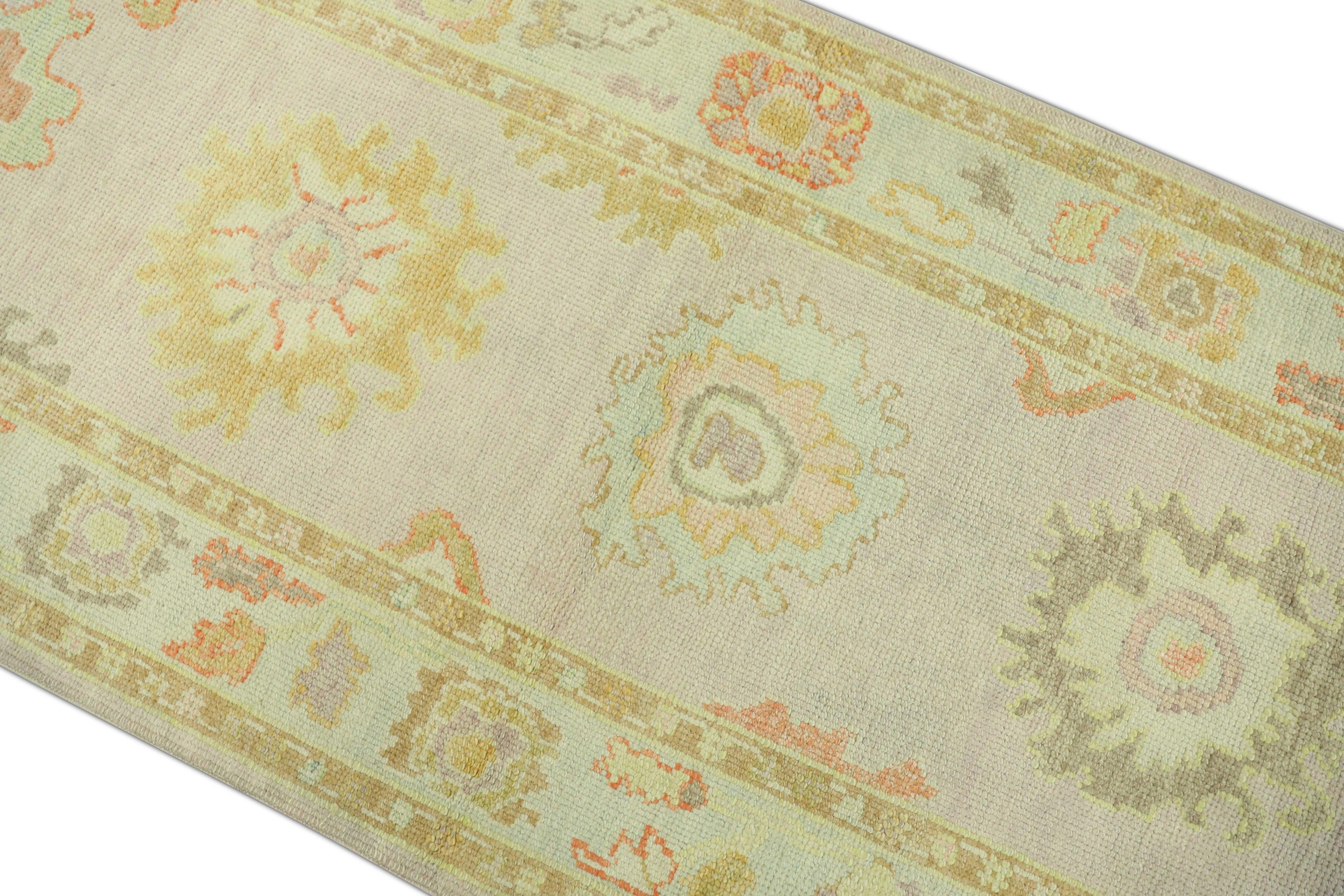 Oushak Rug Oriental Hand Knotted Turkish Oushak 3' x 11'10