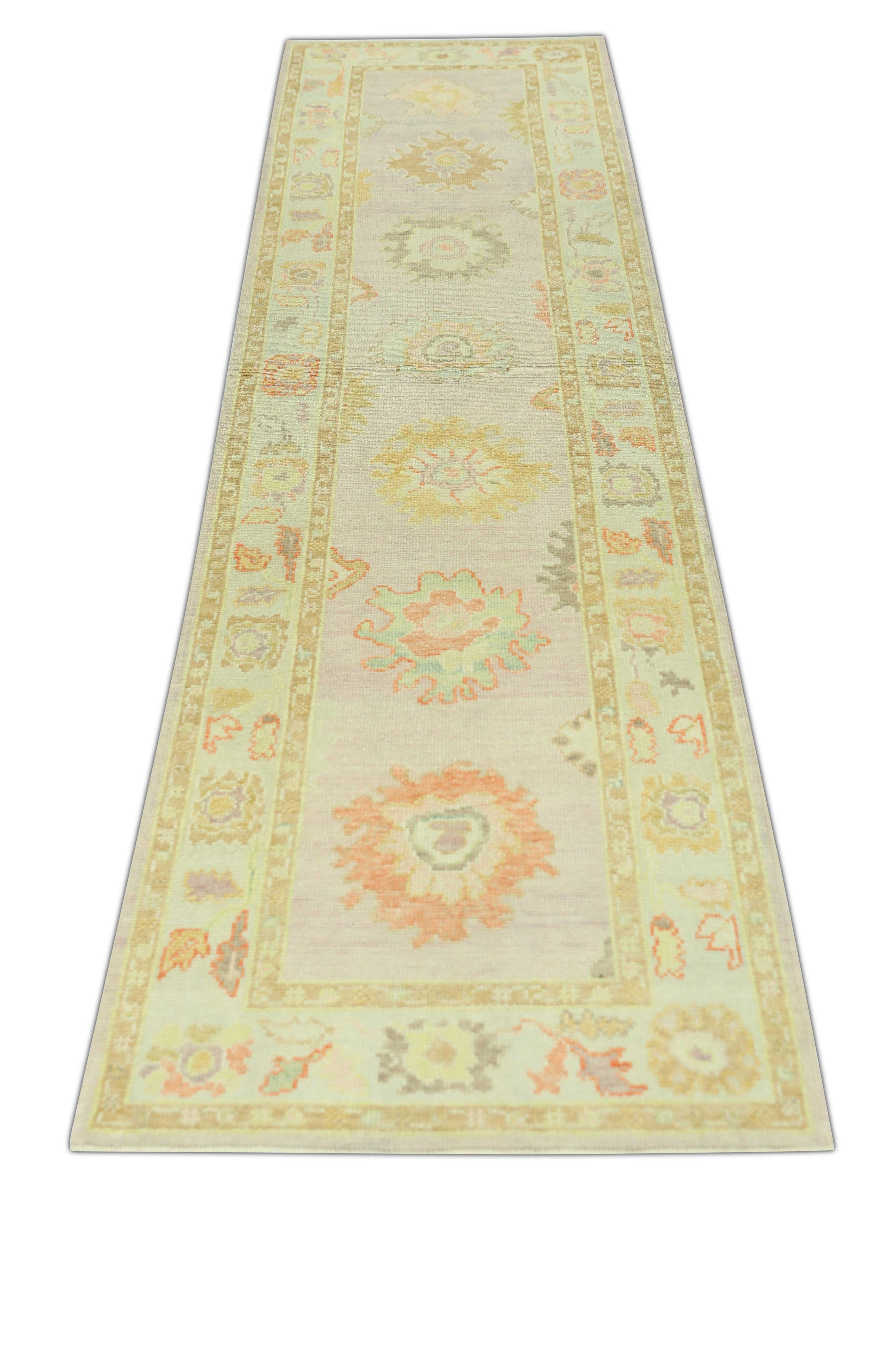 Hand-Knotted Oushak Rug Oriental Hand Knotted Turkish Oushak 3' x 11'10