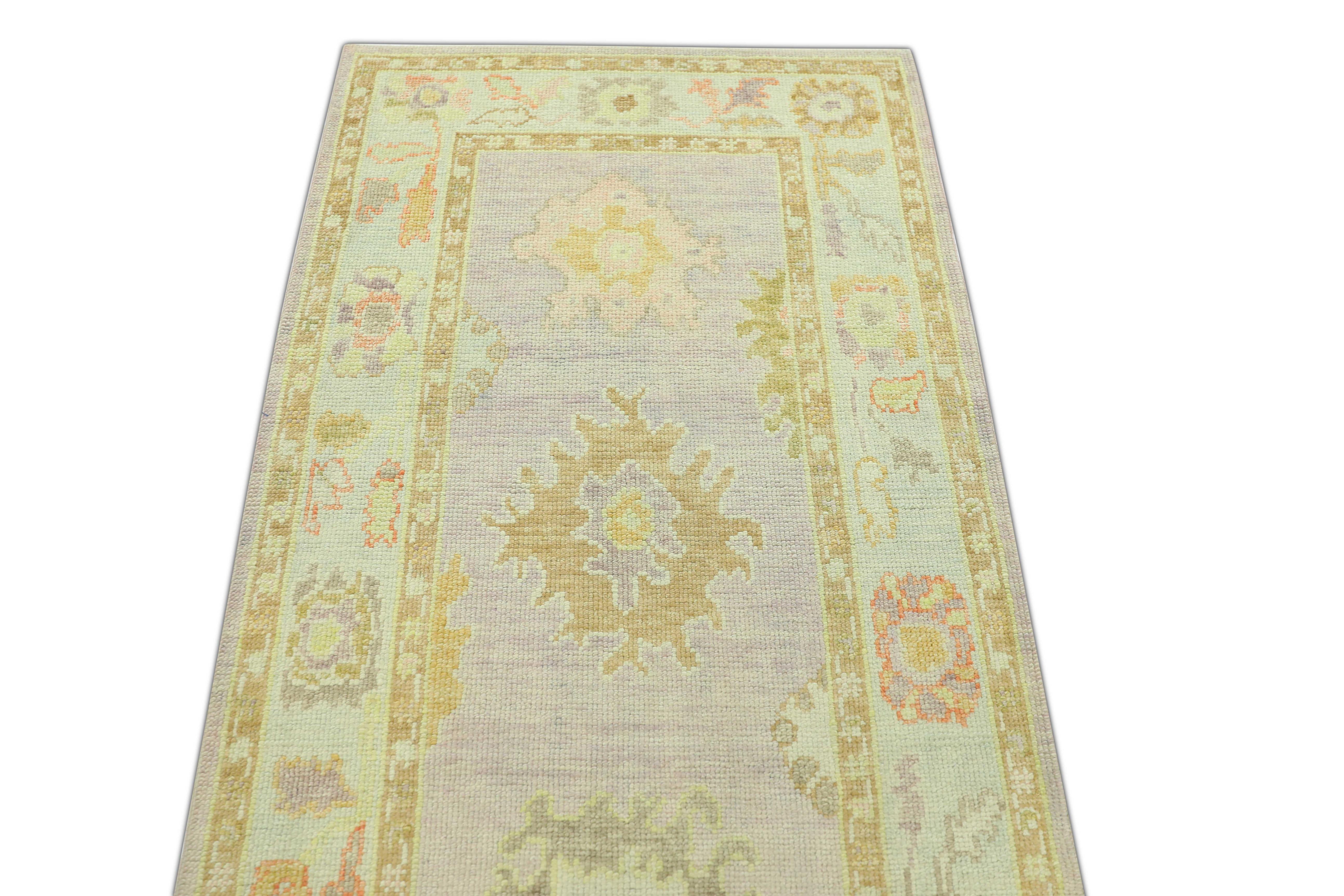 Oushak Rug Oriental Hand Knotted Turkish Oushak 3' x 11'10
