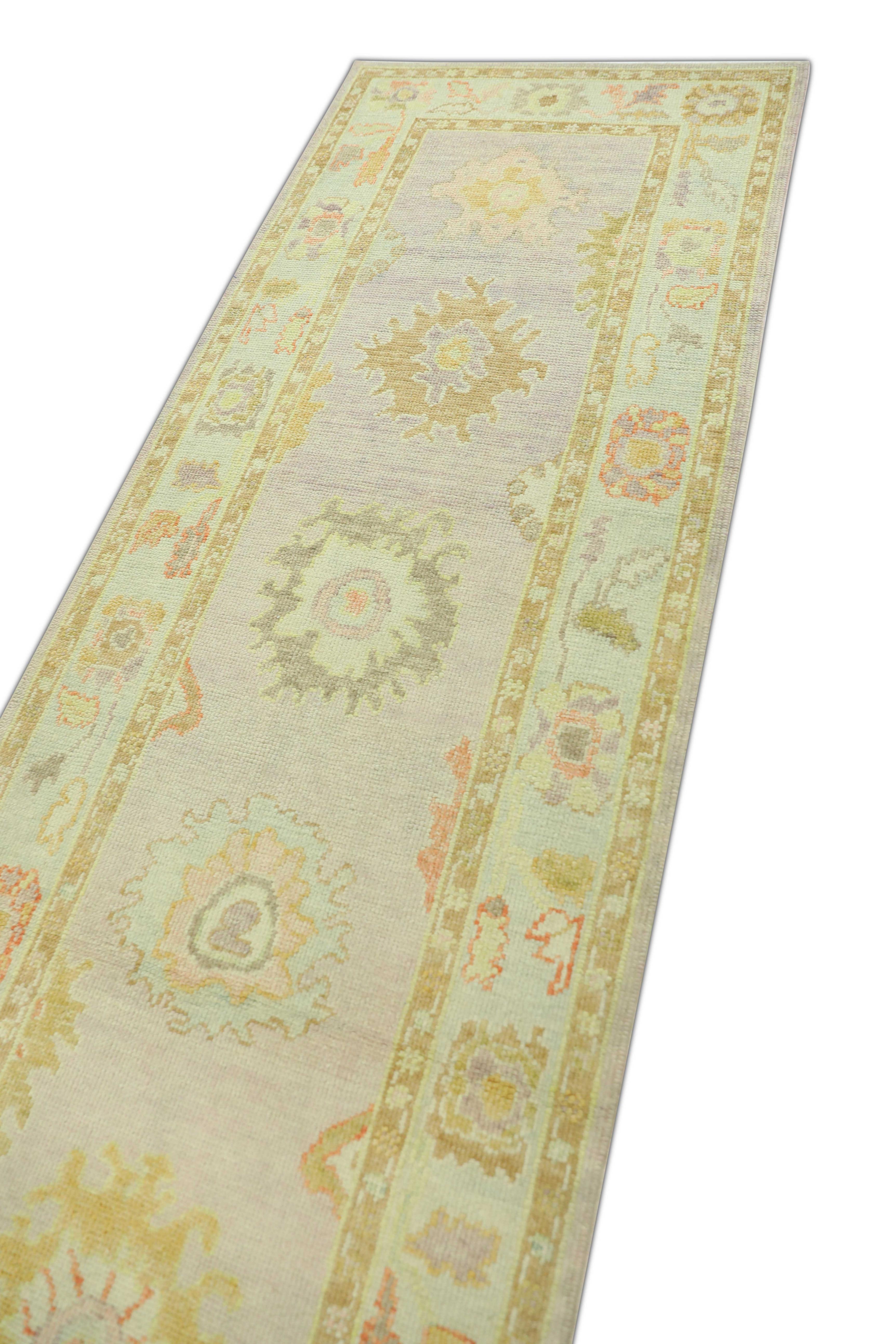 Contemporary Oushak Rug Oriental Hand Knotted Turkish Oushak 3' x 11'10