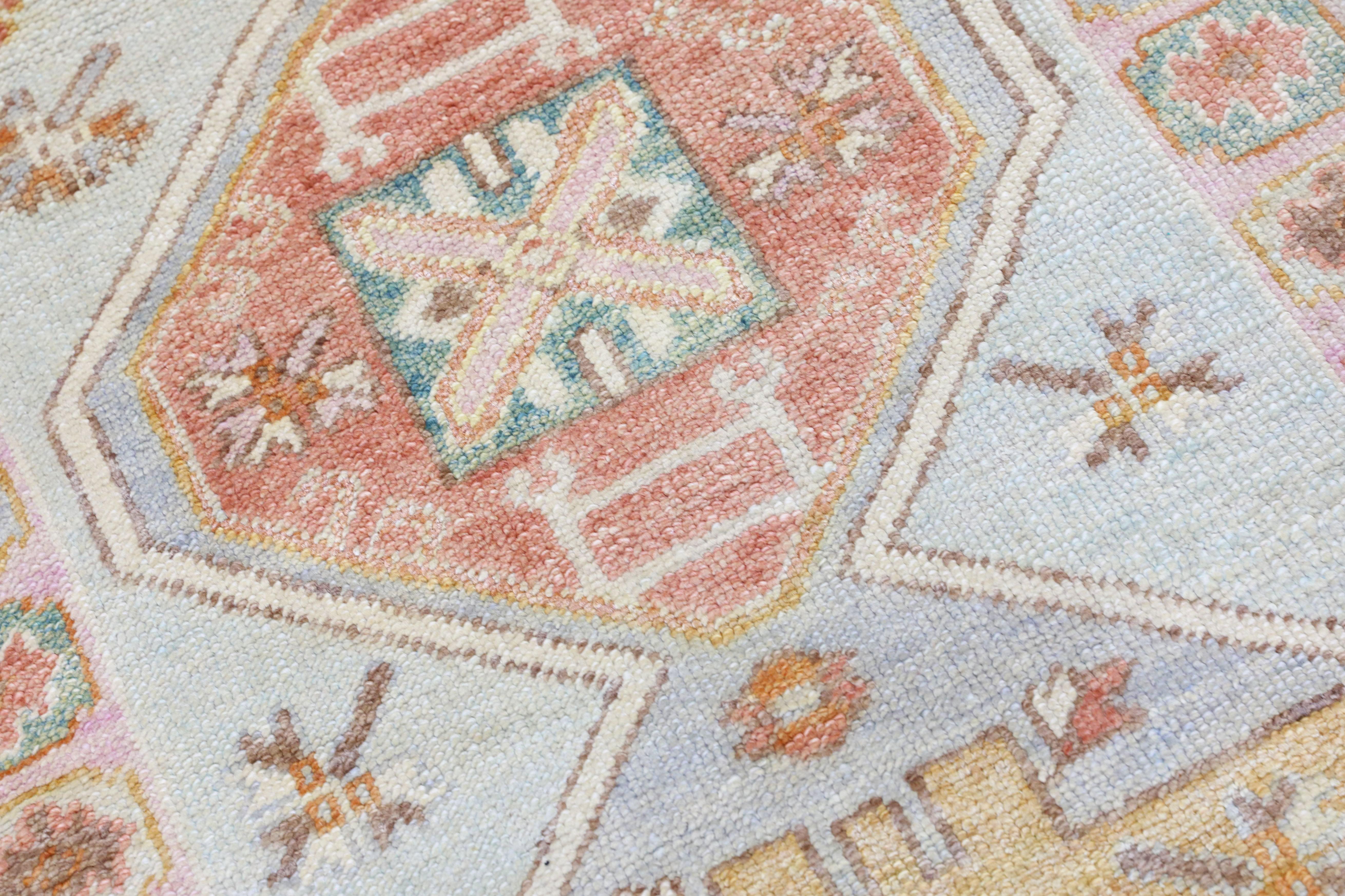 Oushak Rug Oriental Hand Knotted Turkish Oushak 3' x 11'4
