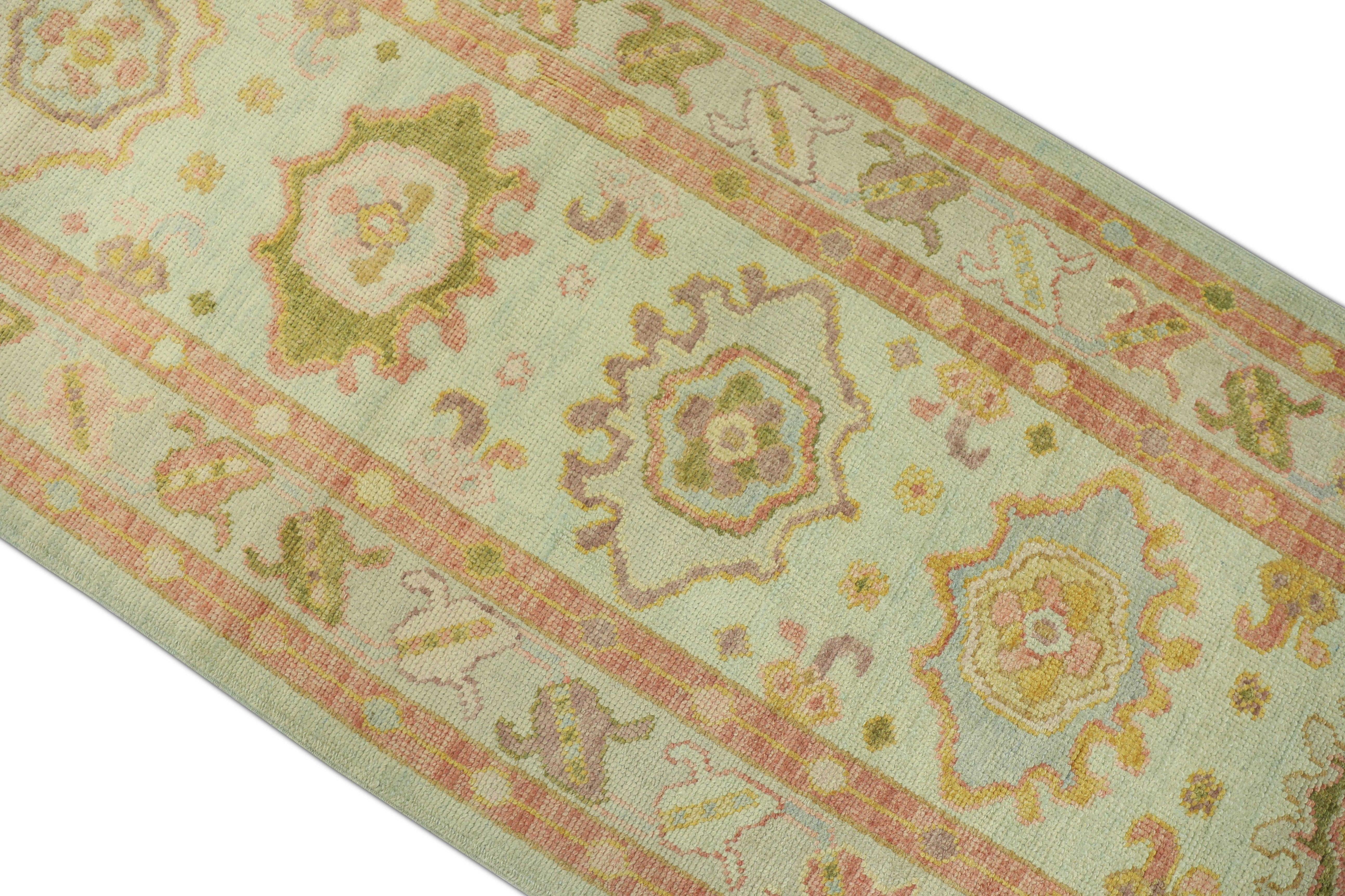 Oushak Rug Oriental Hand Knotted Turkish Oushak 3' x 11'7