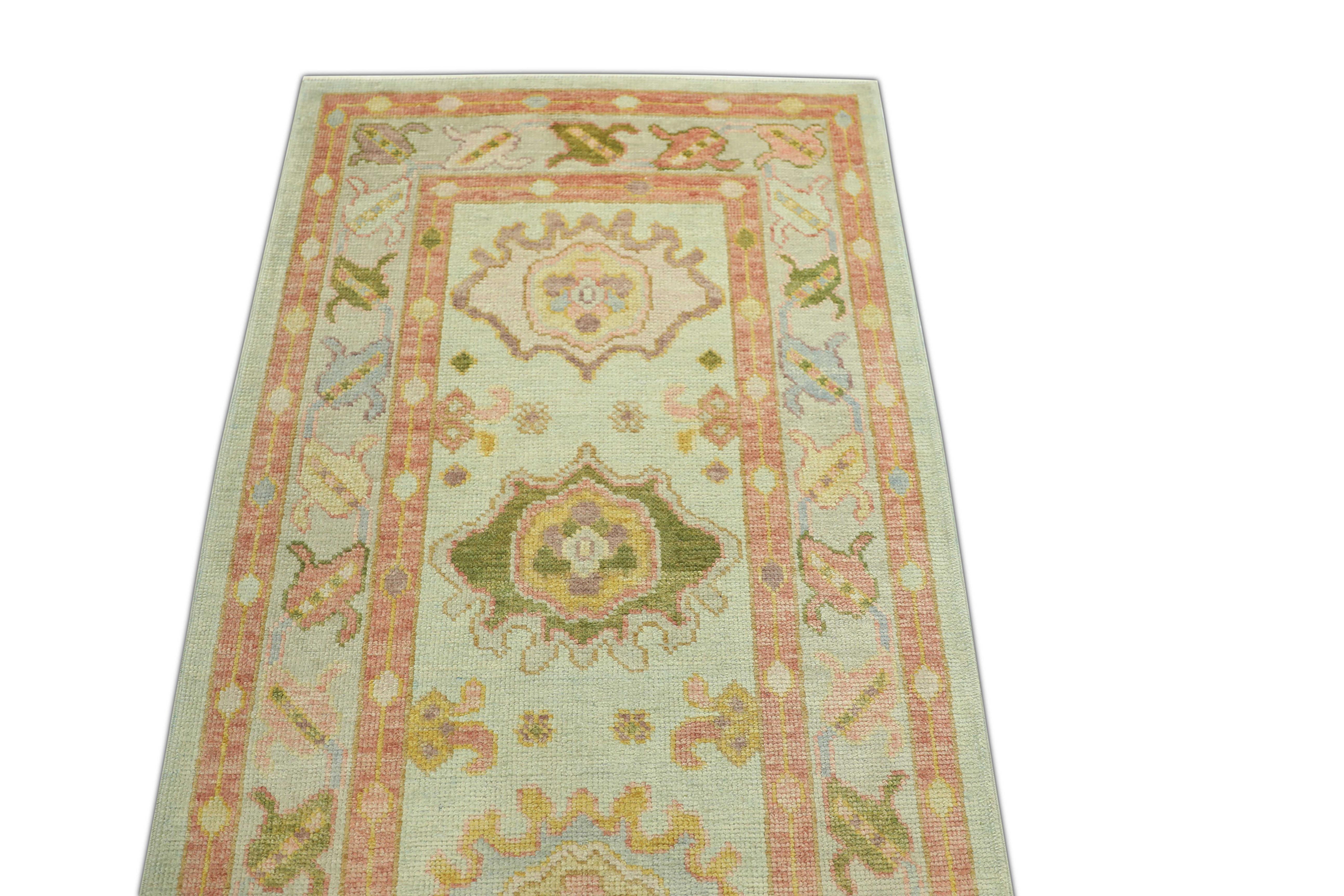 Oushak Rug Oriental Hand Knotted Turkish Oushak 3' x 11'7