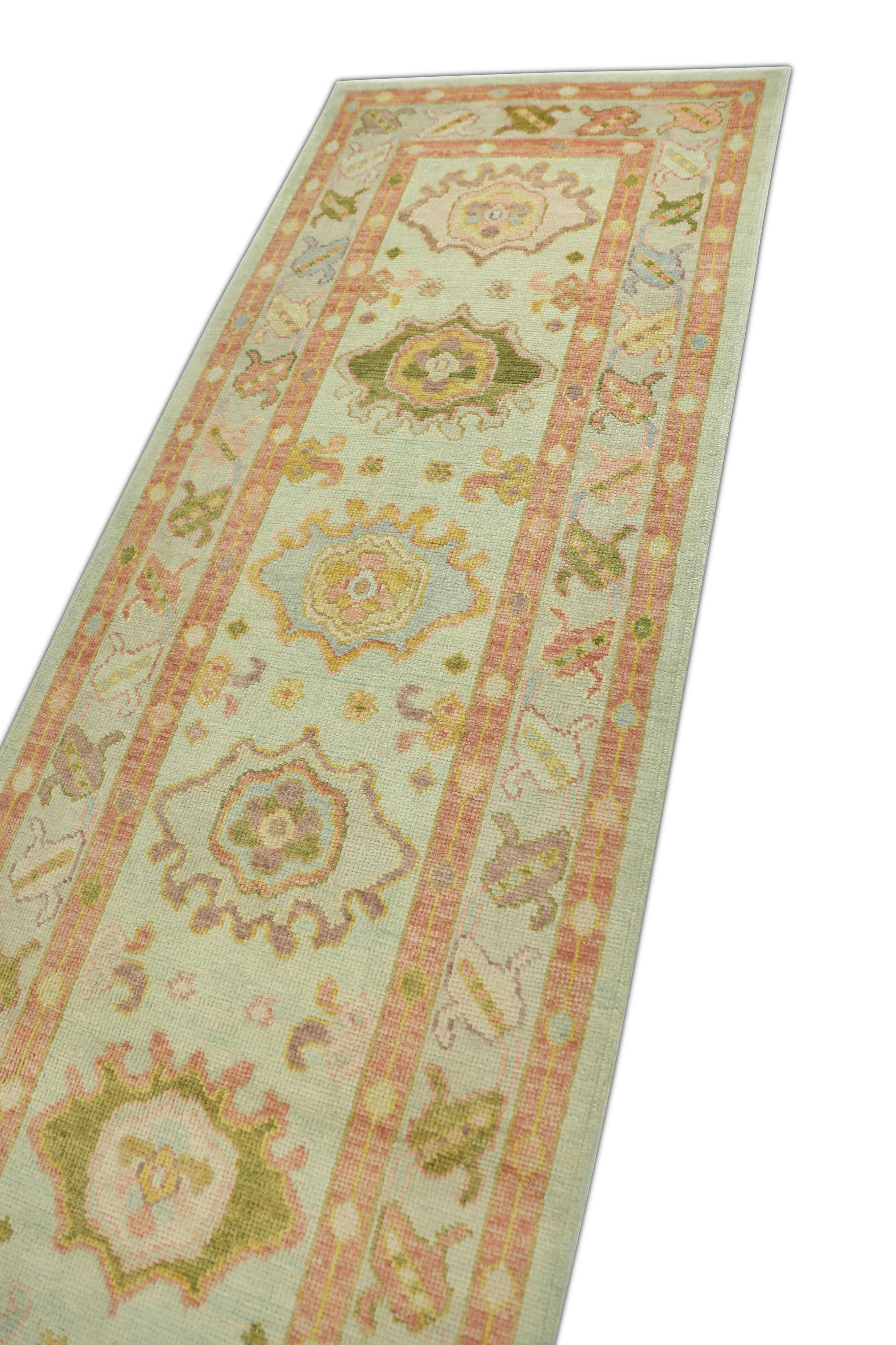 Contemporary Oushak Rug Oriental Hand Knotted Turkish Oushak 3' x 11'7