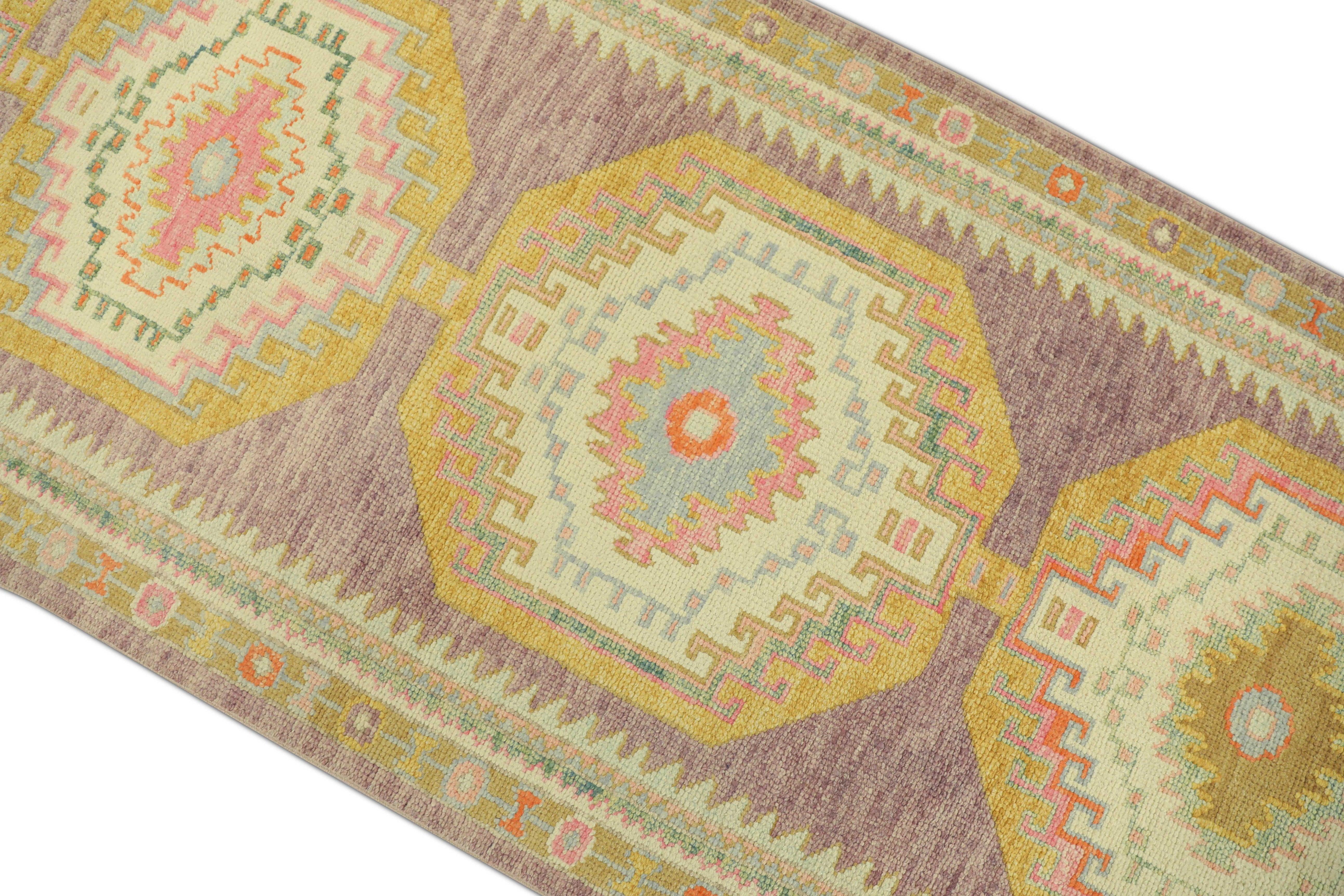 Tapis oriental noué à la main turc Oushak 3' x 11'8