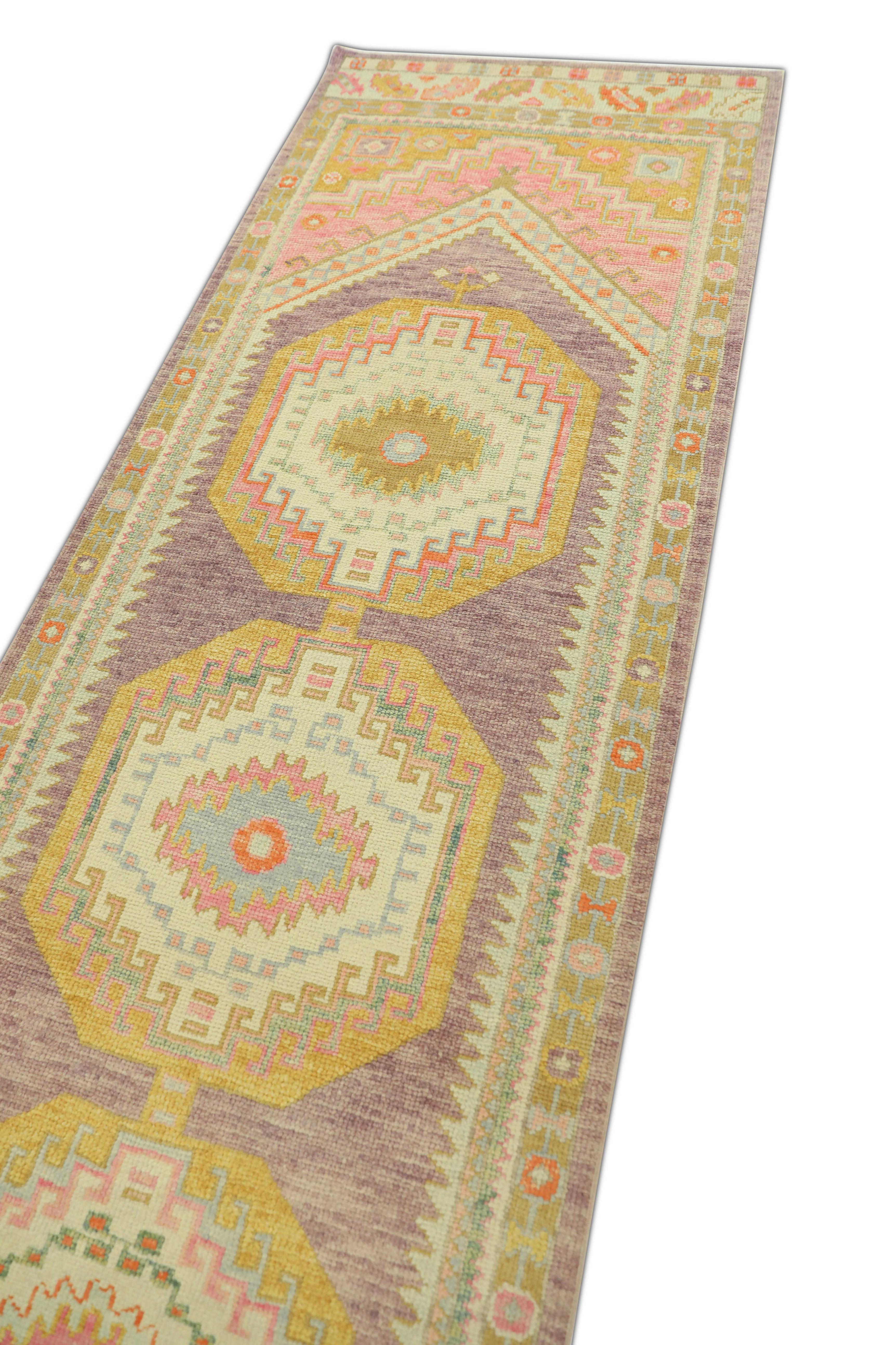 Tapis oriental noué à la main turc Oushak 3' x 11'8