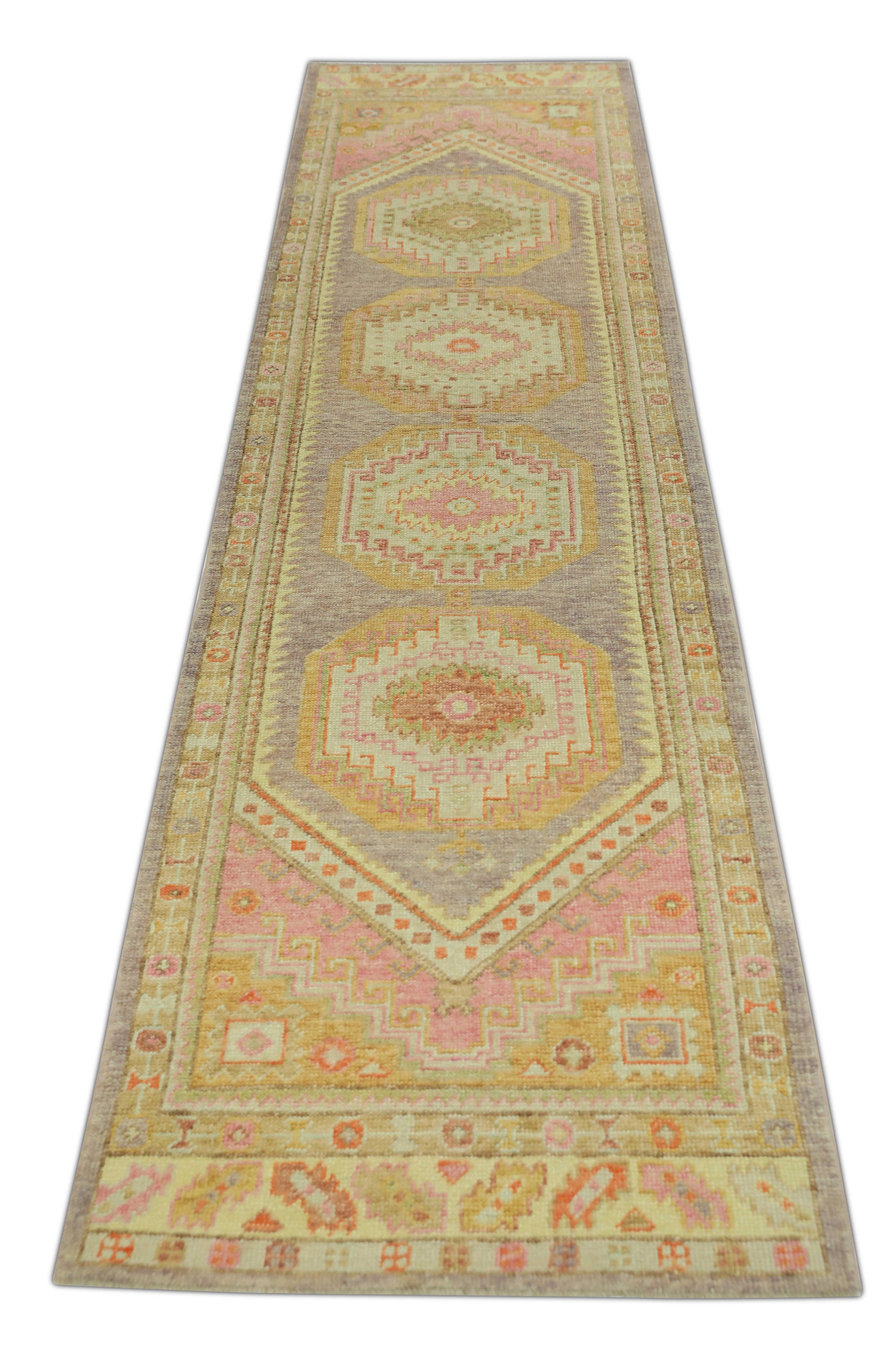 Annodato a mano Tappeto Oushak Orientale annodato a mano Turco Oushak 3' x 11'9