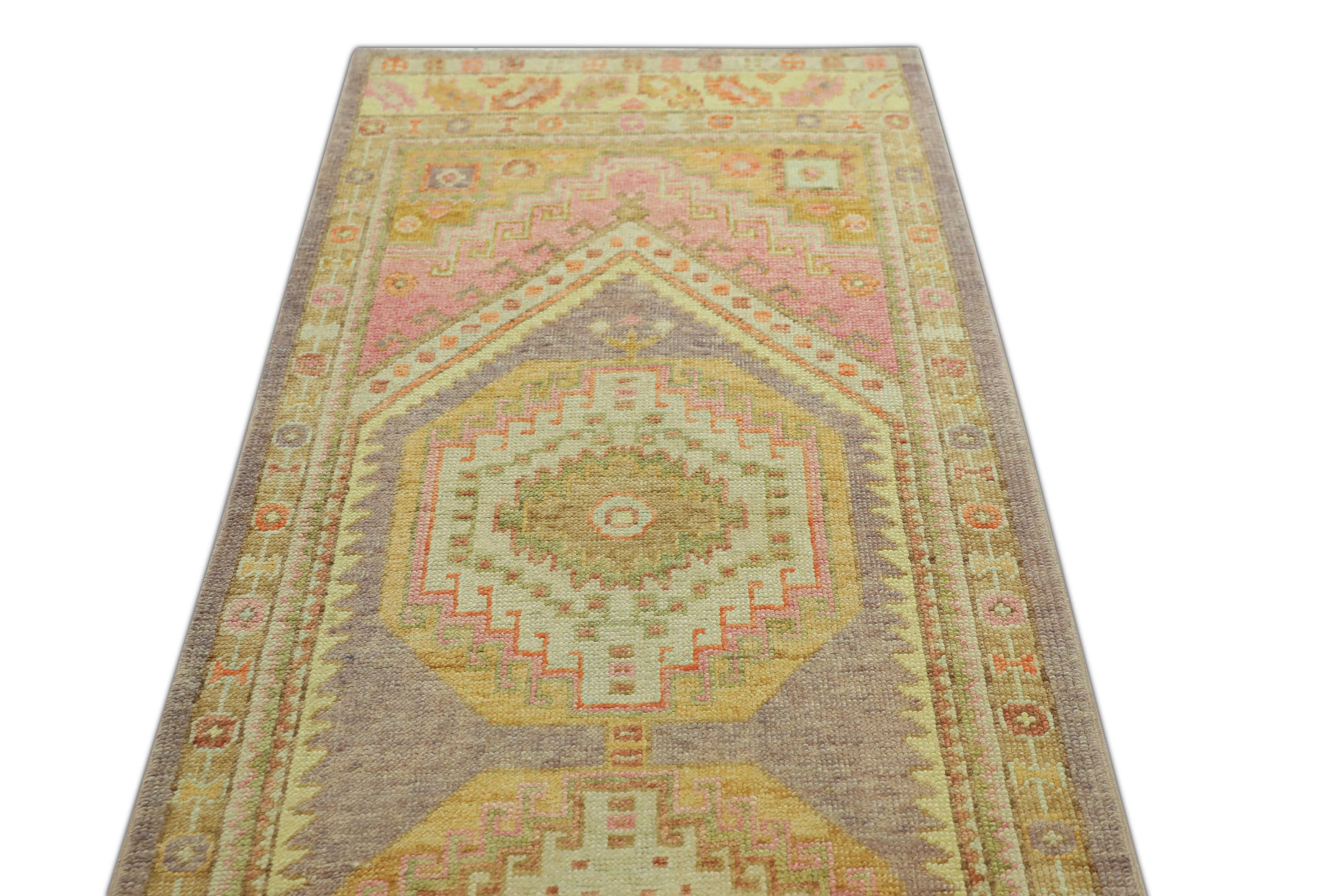 Tappeto Oushak Orientale annodato a mano Turco Oushak 3' x 11'9