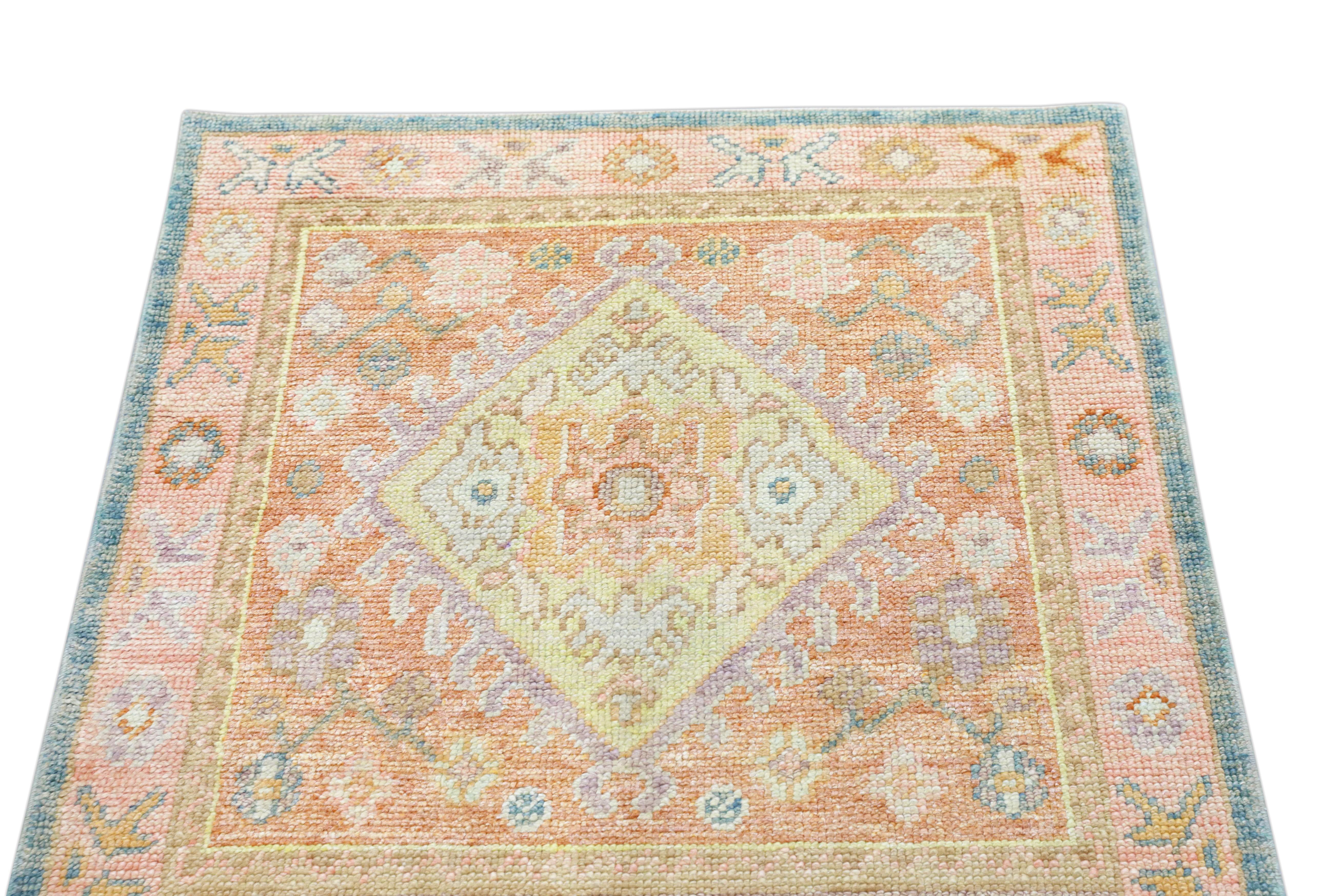 Contemporary Oushak Rug Oriental Hand Knotted Turkish Oushak 3' x 12' #4085 For Sale