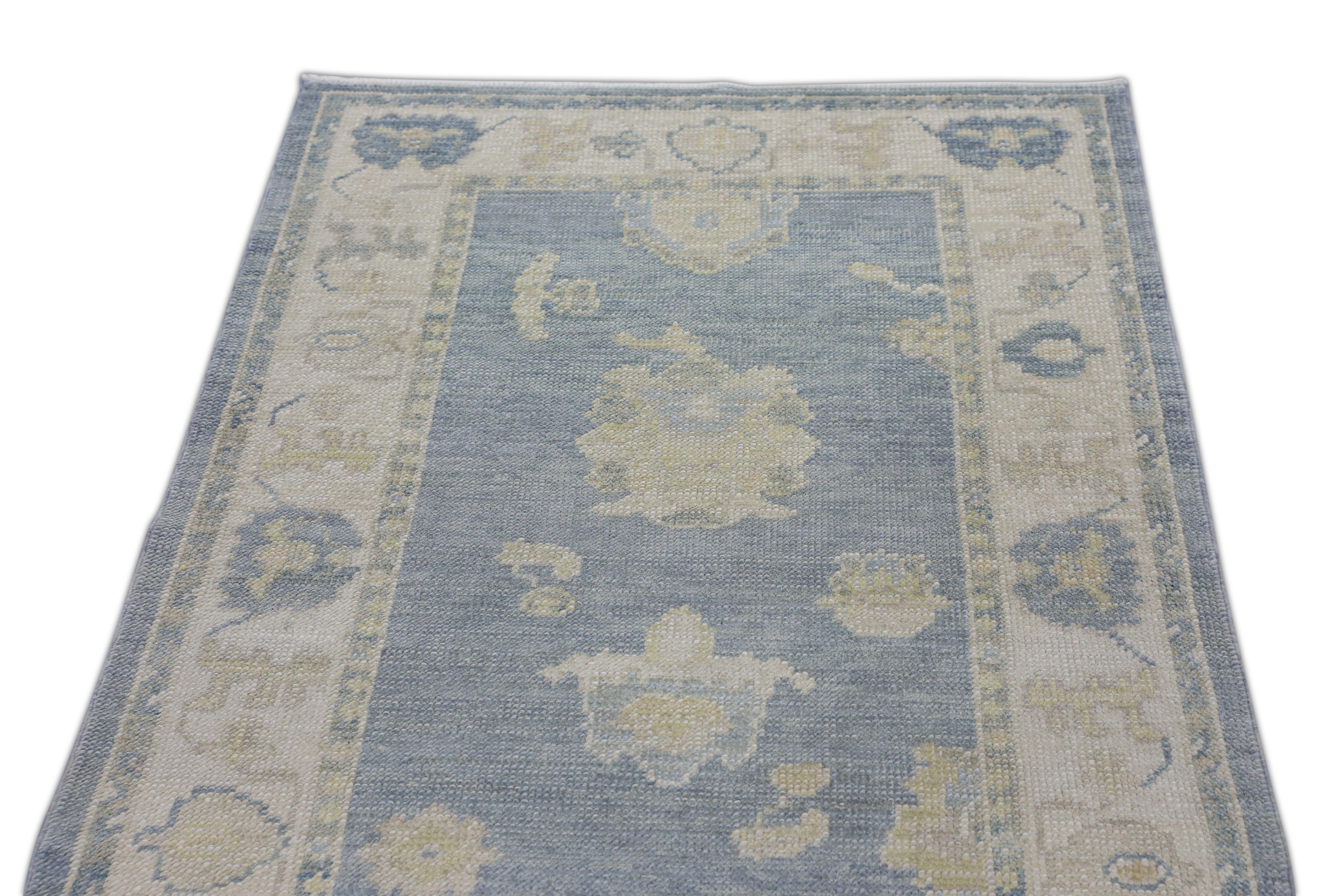 Contemporary Oushak Rug Oriental Hand Knotted Turkish Oushak 3' x 12'4