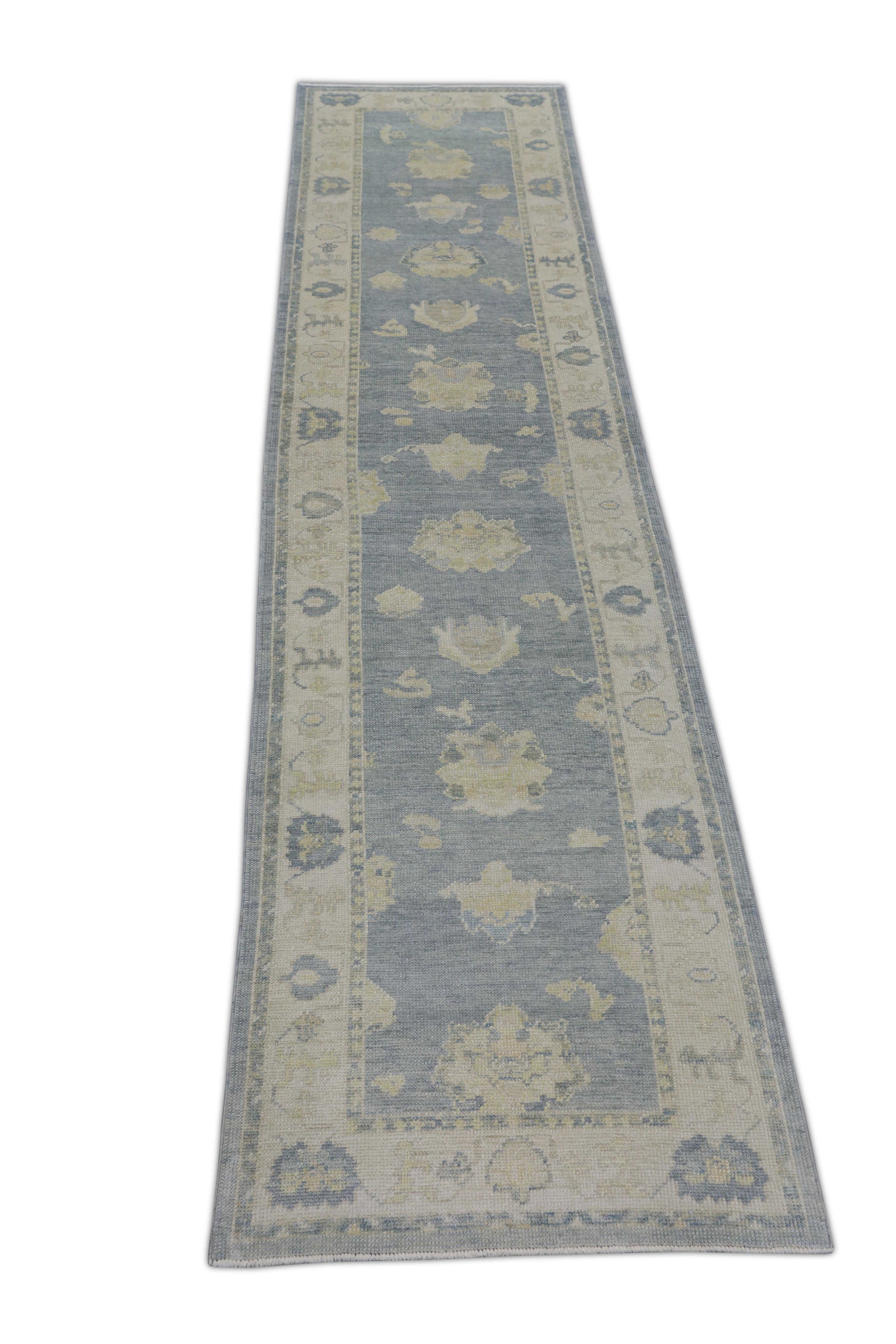 Wool Oushak Rug Oriental Hand Knotted Turkish Oushak 3' x 12'4