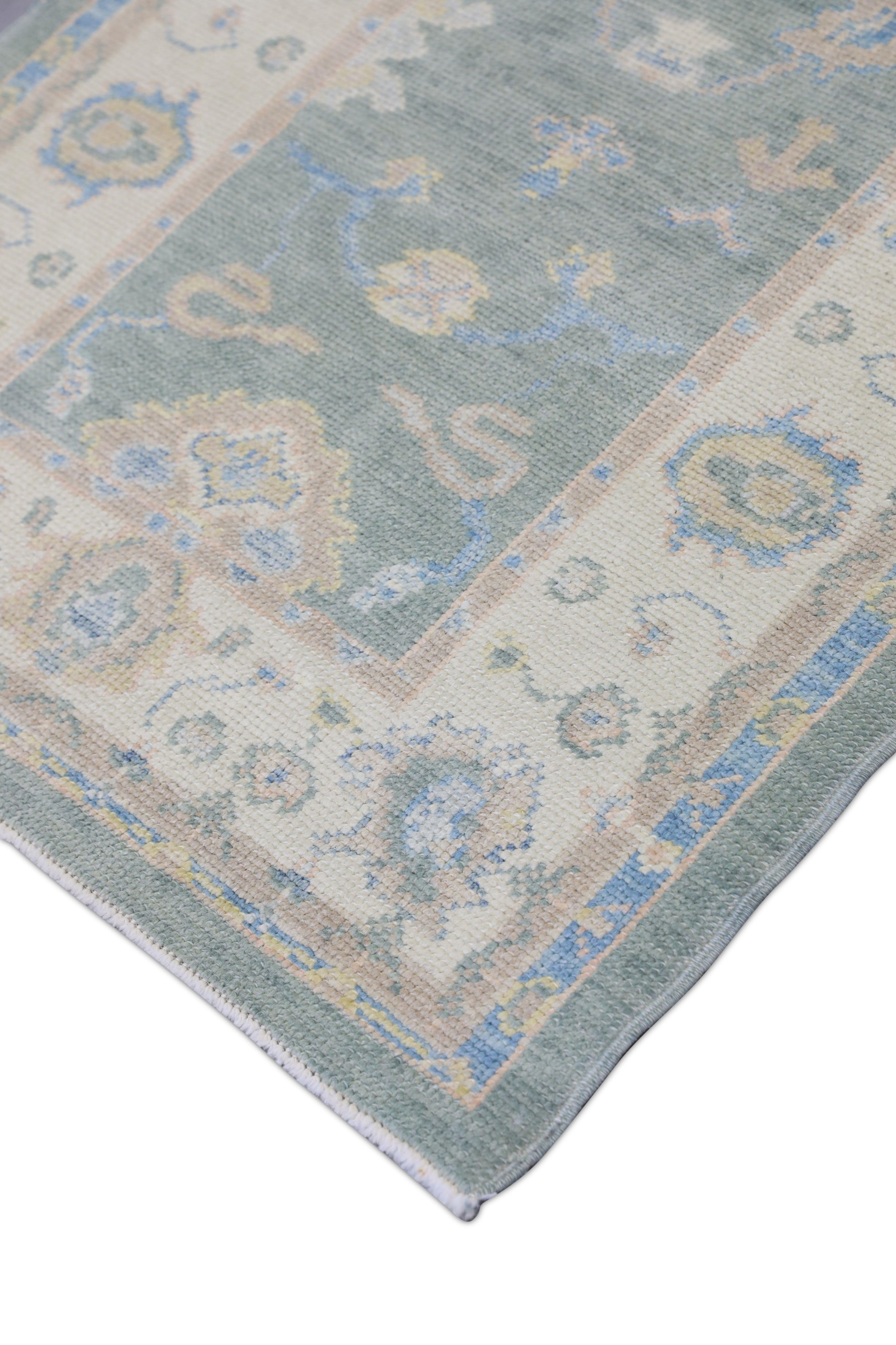 Hand-Knotted Oushak Rug Oriental Hand Knotted Turkish Oushak 3' x 12'8