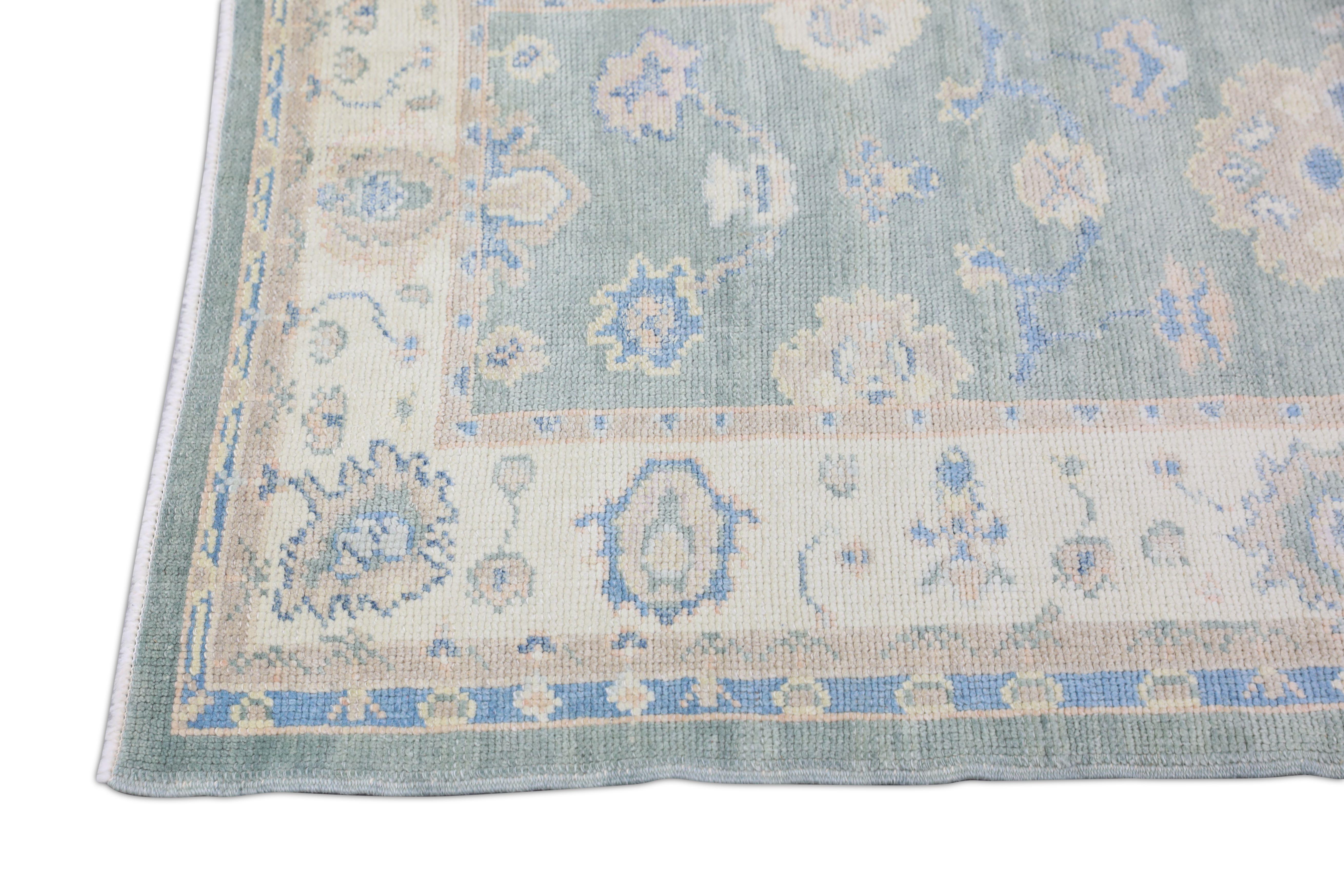 Contemporary Oushak Rug Oriental Hand Knotted Turkish Oushak 3' x 12'8