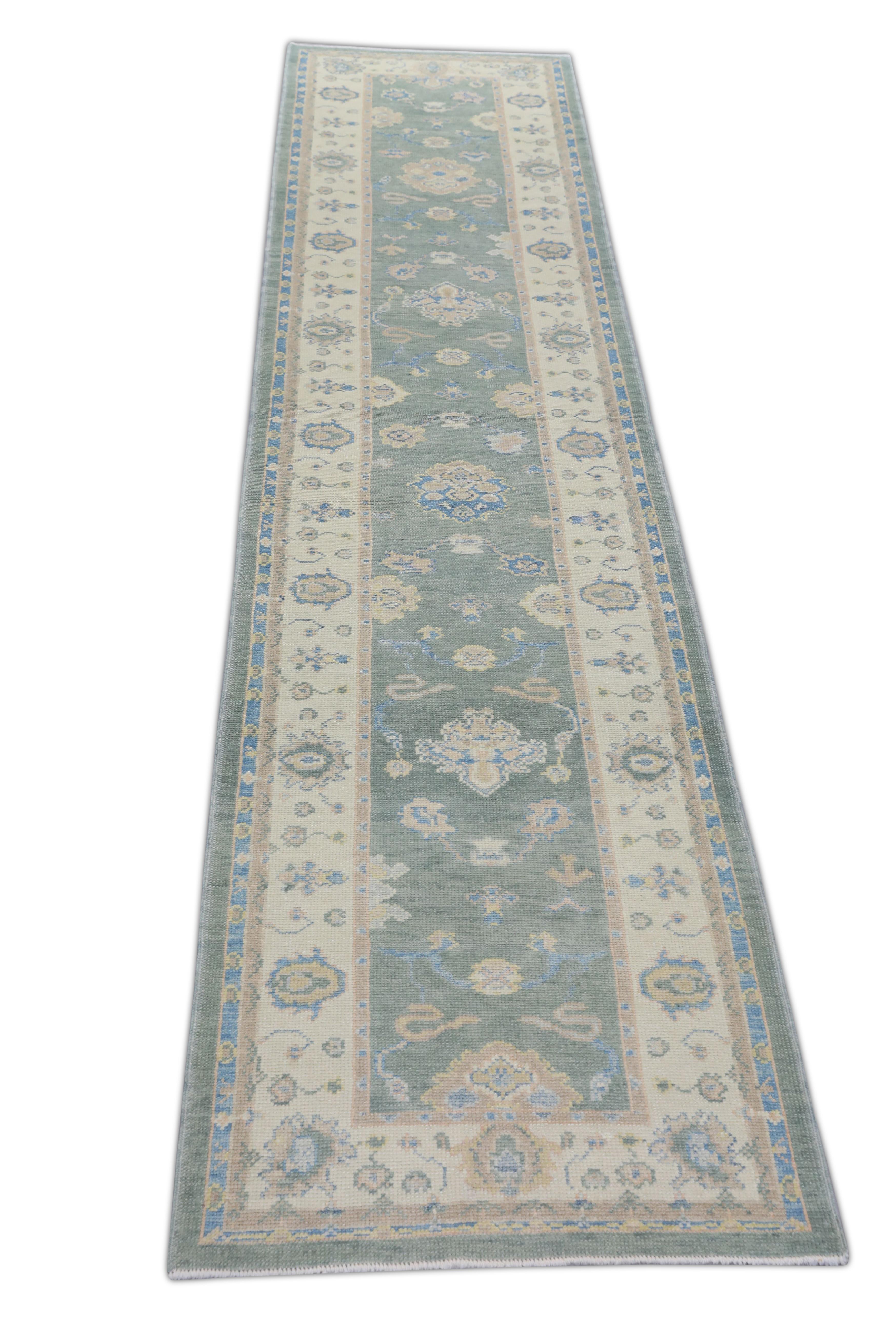 Oushak Rug Oriental Hand Knotted Turkish Oushak 3' x 12'8