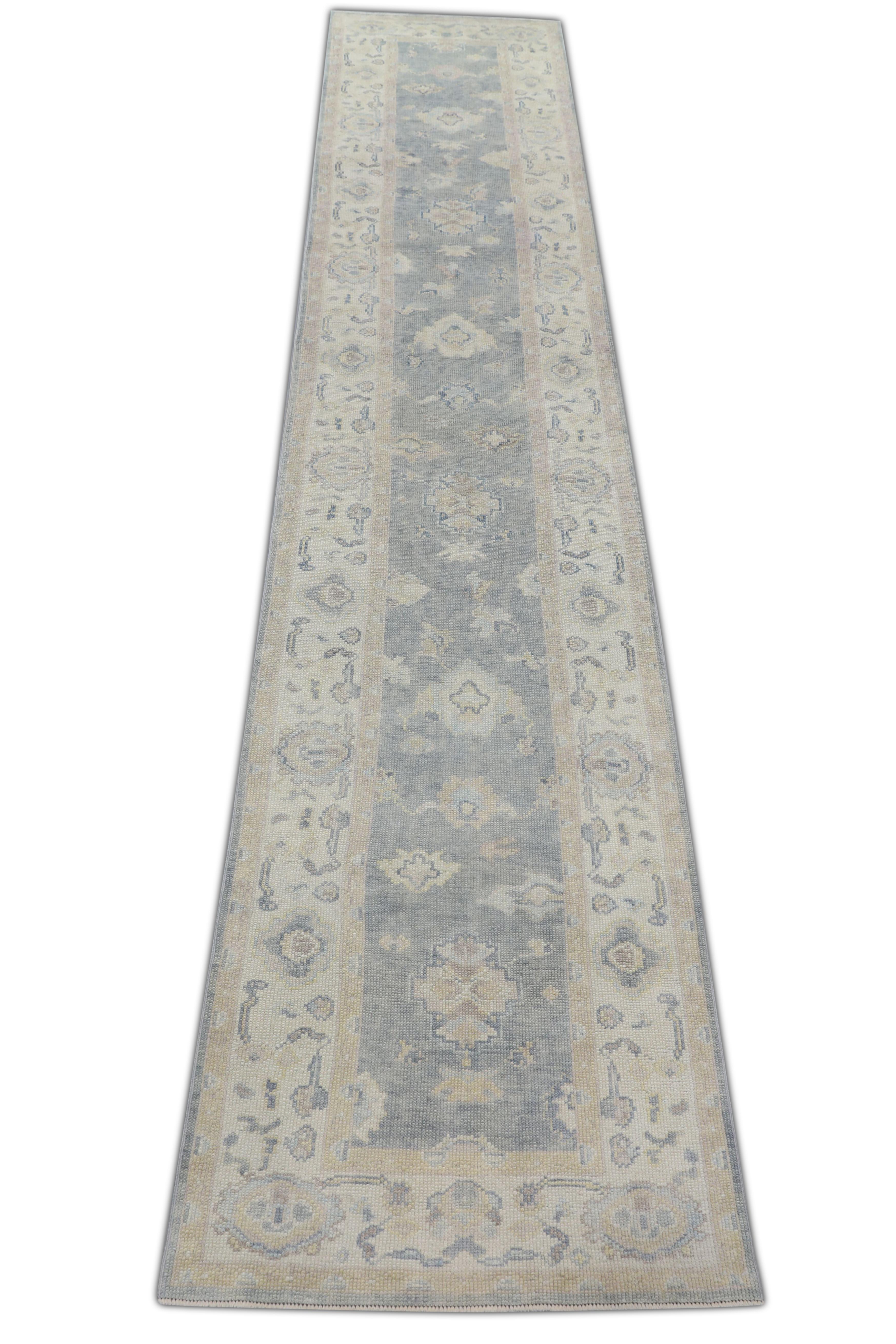 Wool Oushak Rug Oriental Hand Knotted Turkish Oushak 3' x 15'3