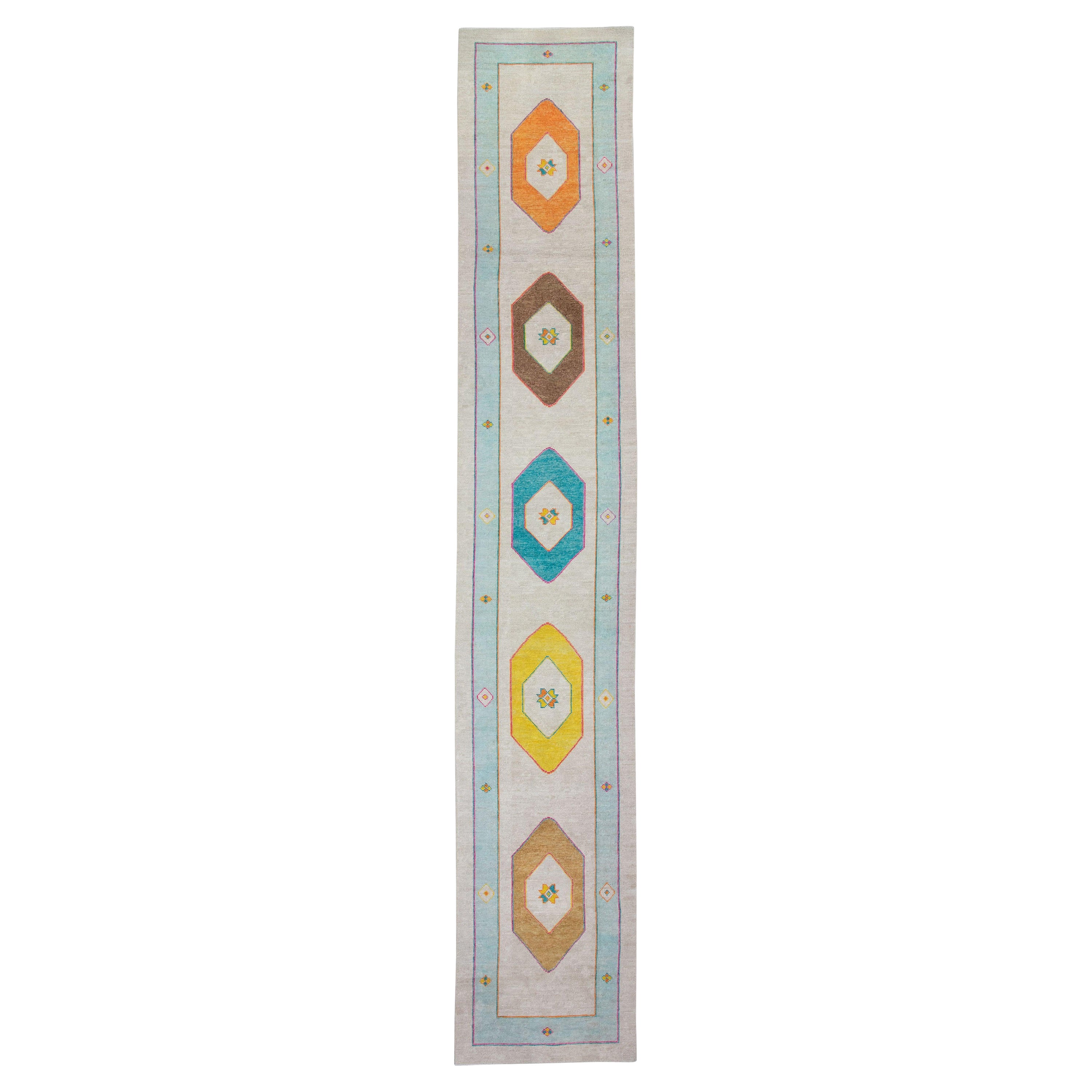 Oushak Rug Oriental Hand Knotted Turkish Oushak 3' x 16'11" #4453