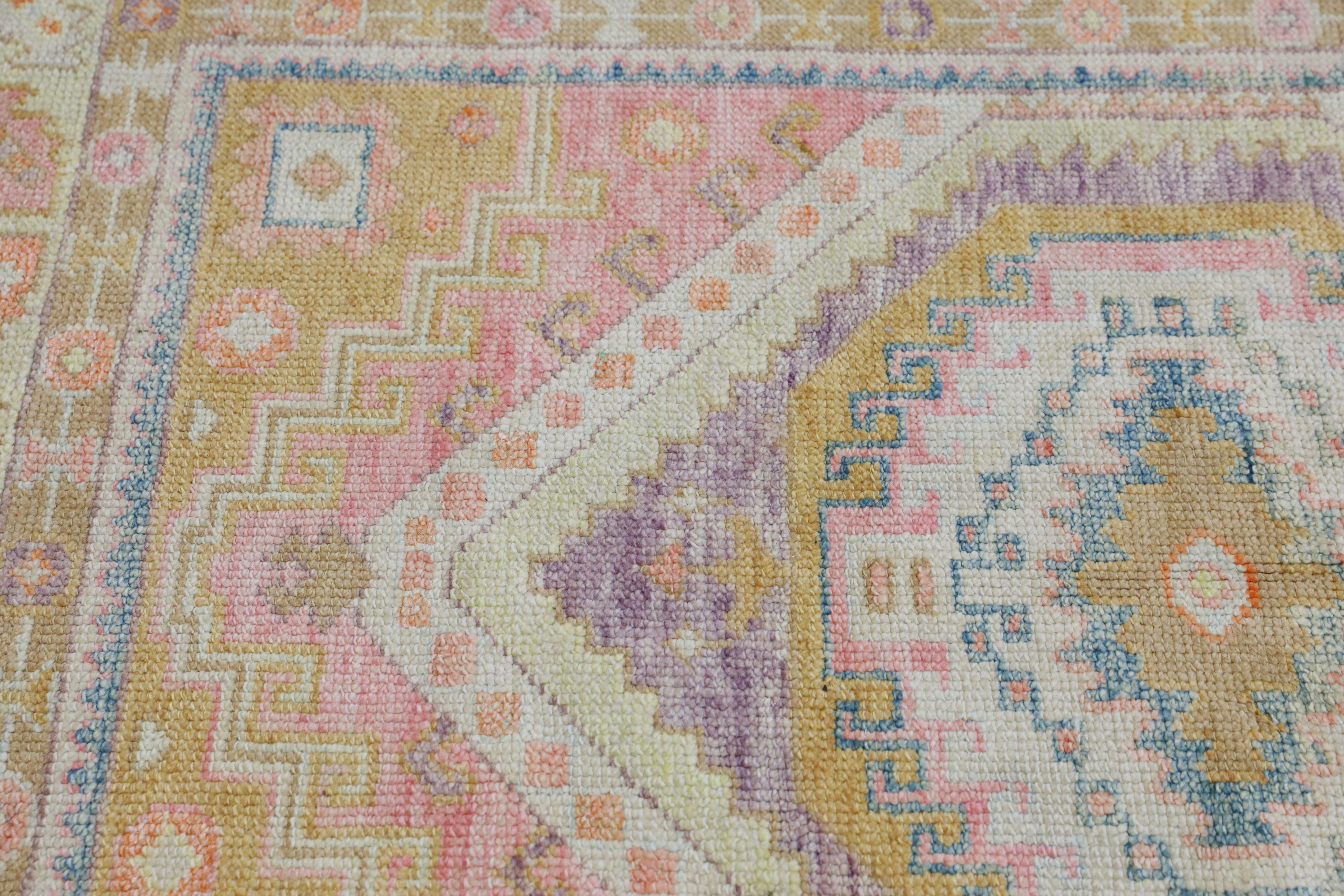 Oushak Rug Oriental Hand Knotted Turkish Oushak 3' x 4'10