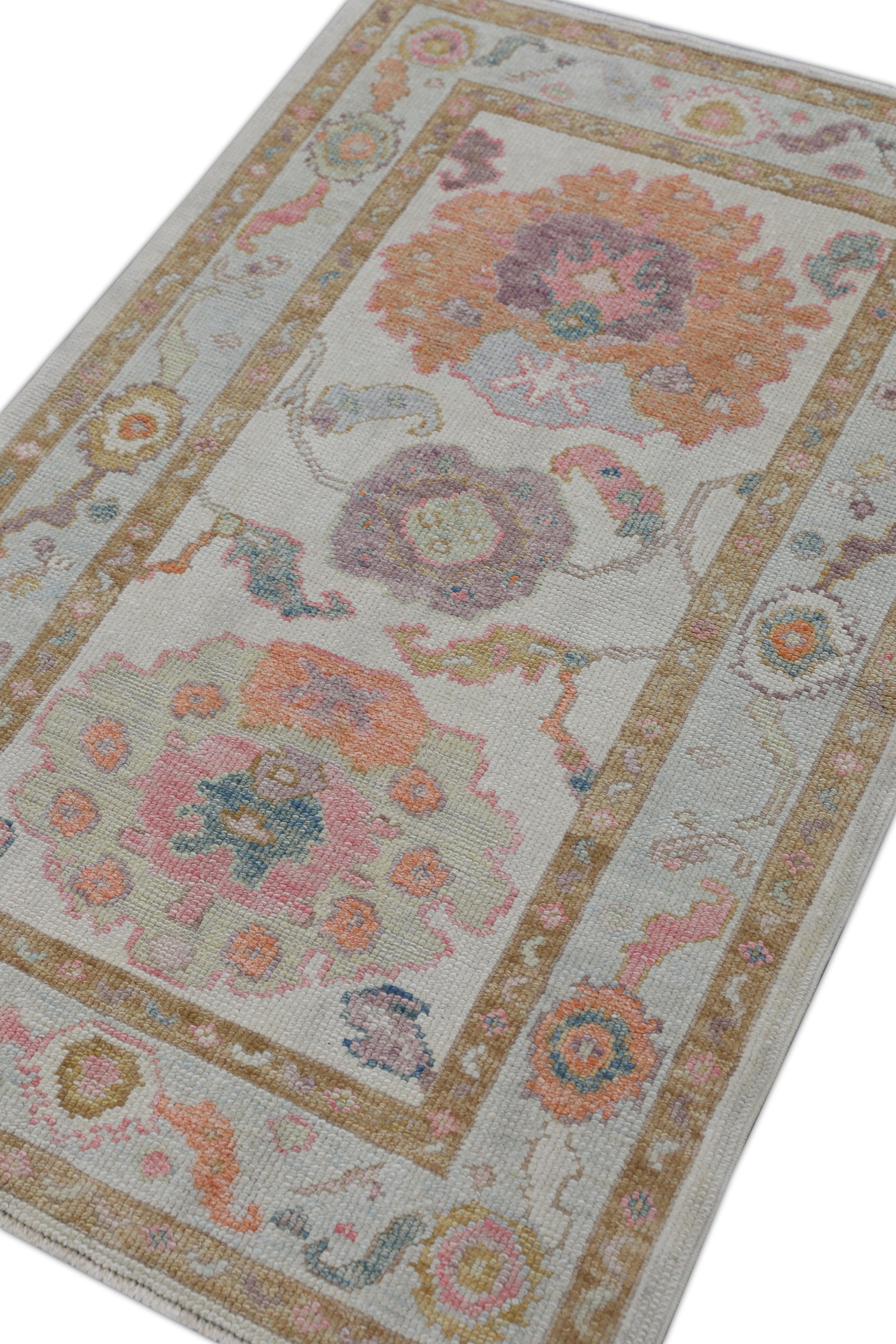 Alfombra Oushak Oriental Anudada a Mano Turca Oushak 3' x 4'9