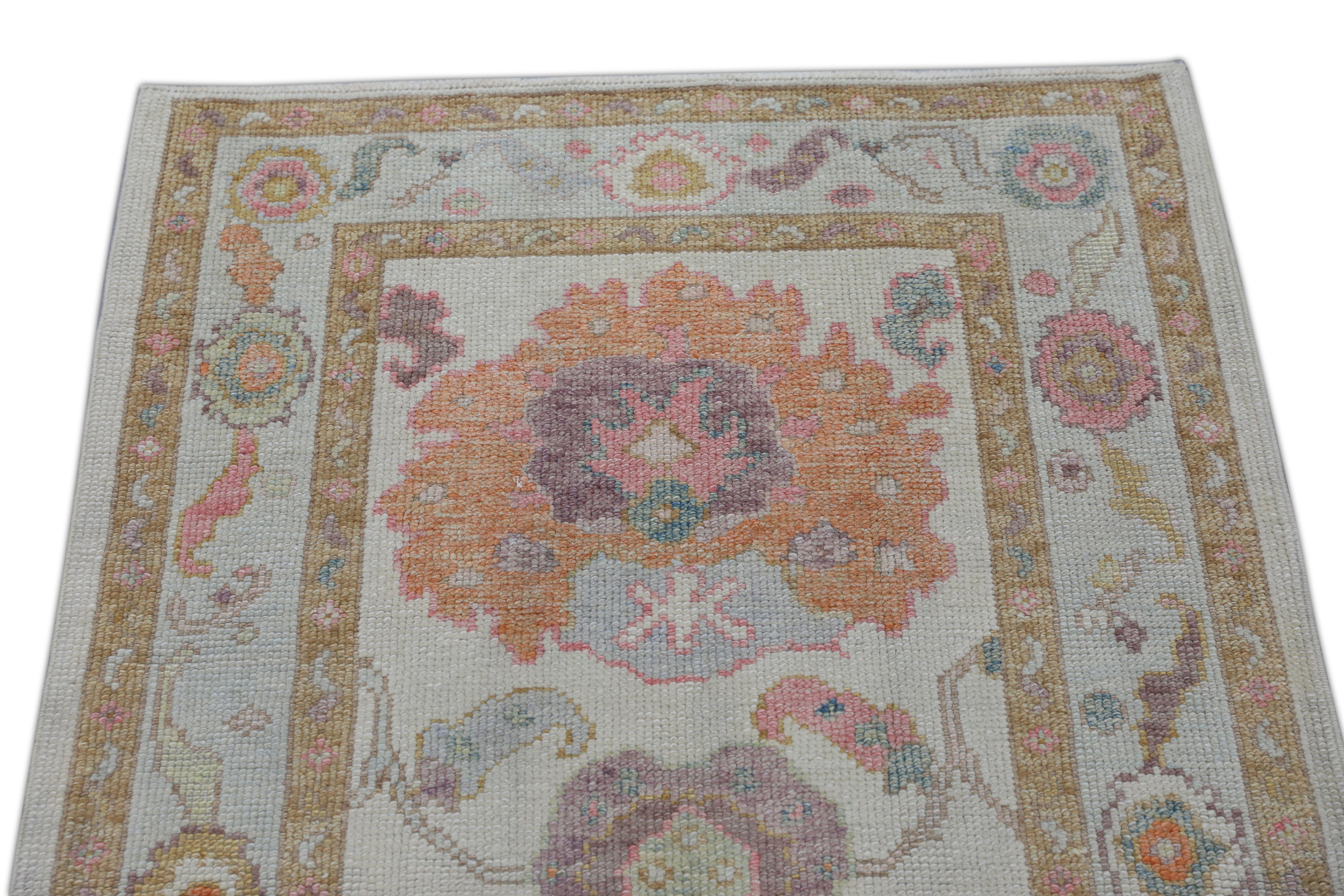 Alfombra Oushak Oriental Anudada a Mano Turca Oushak 3' x 4'9