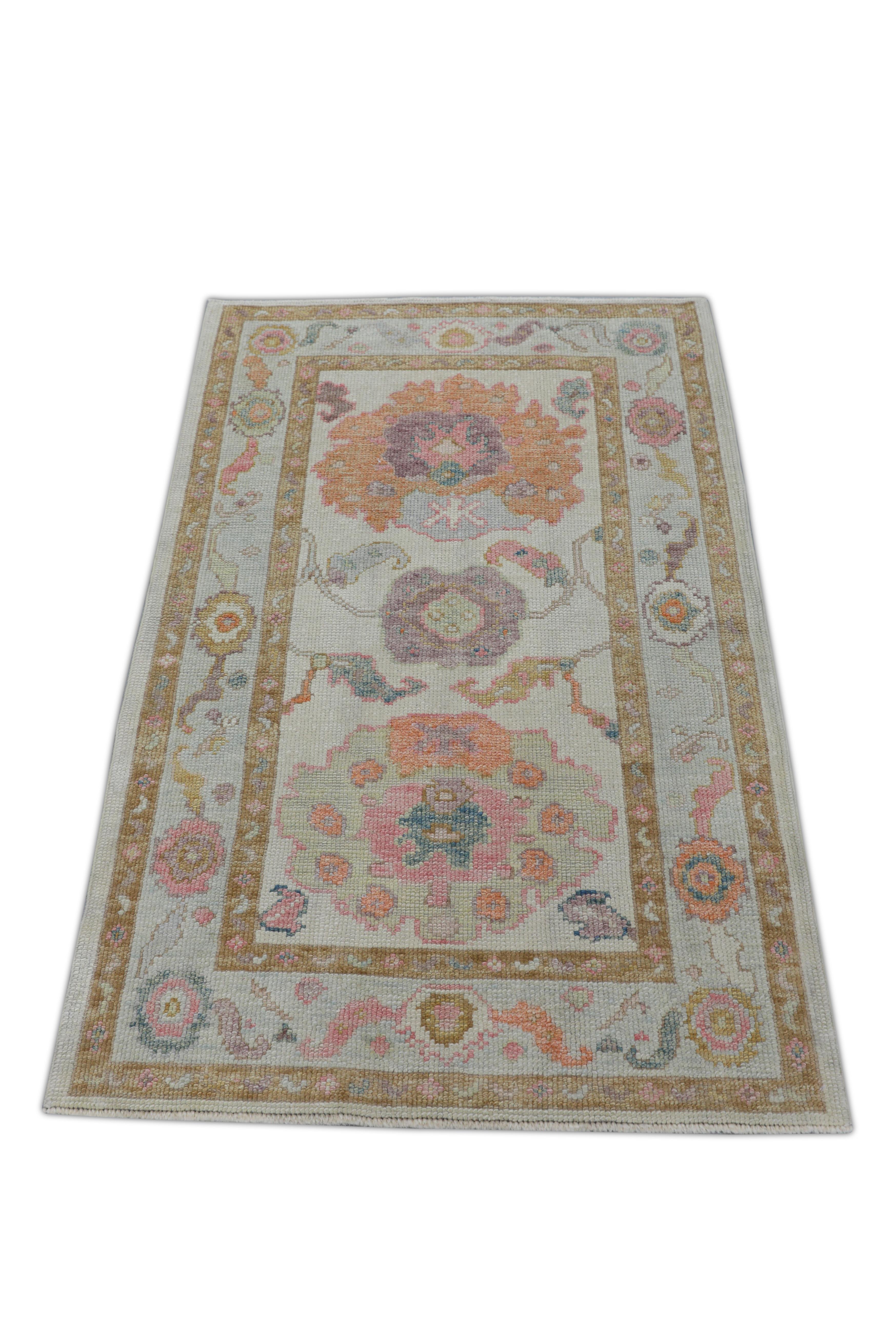 Alfombra Oushak Oriental Anudada a Mano Turca Oushak 3' x 4'9