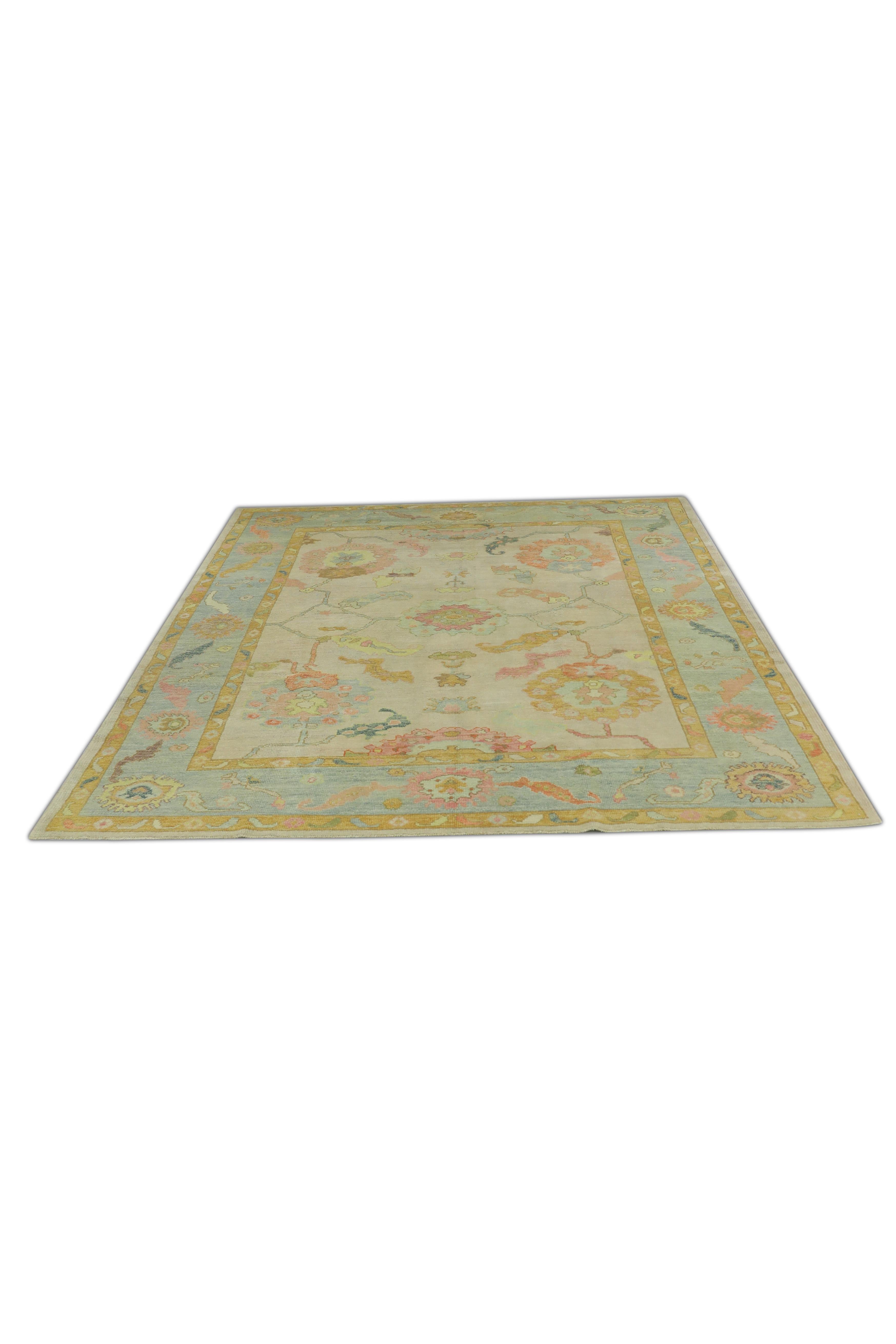 Contemporary Oushak Rug Oriental Hand Knotted Turkish Oushak 3' x 5' #861