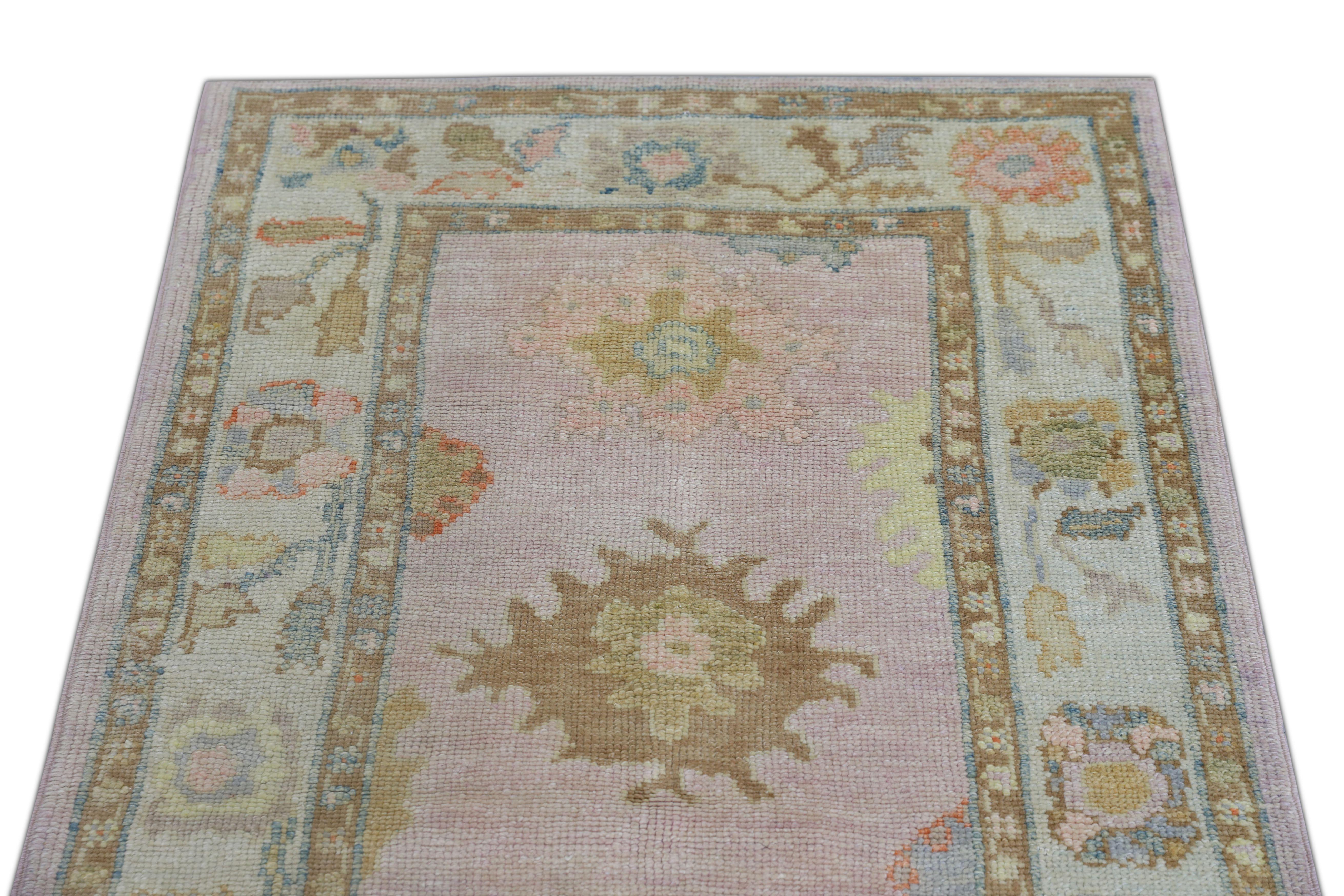 XXI secolo e contemporaneo Tappeto Oushak Orientale annodato a mano Turco Oushak 3' x 5'1