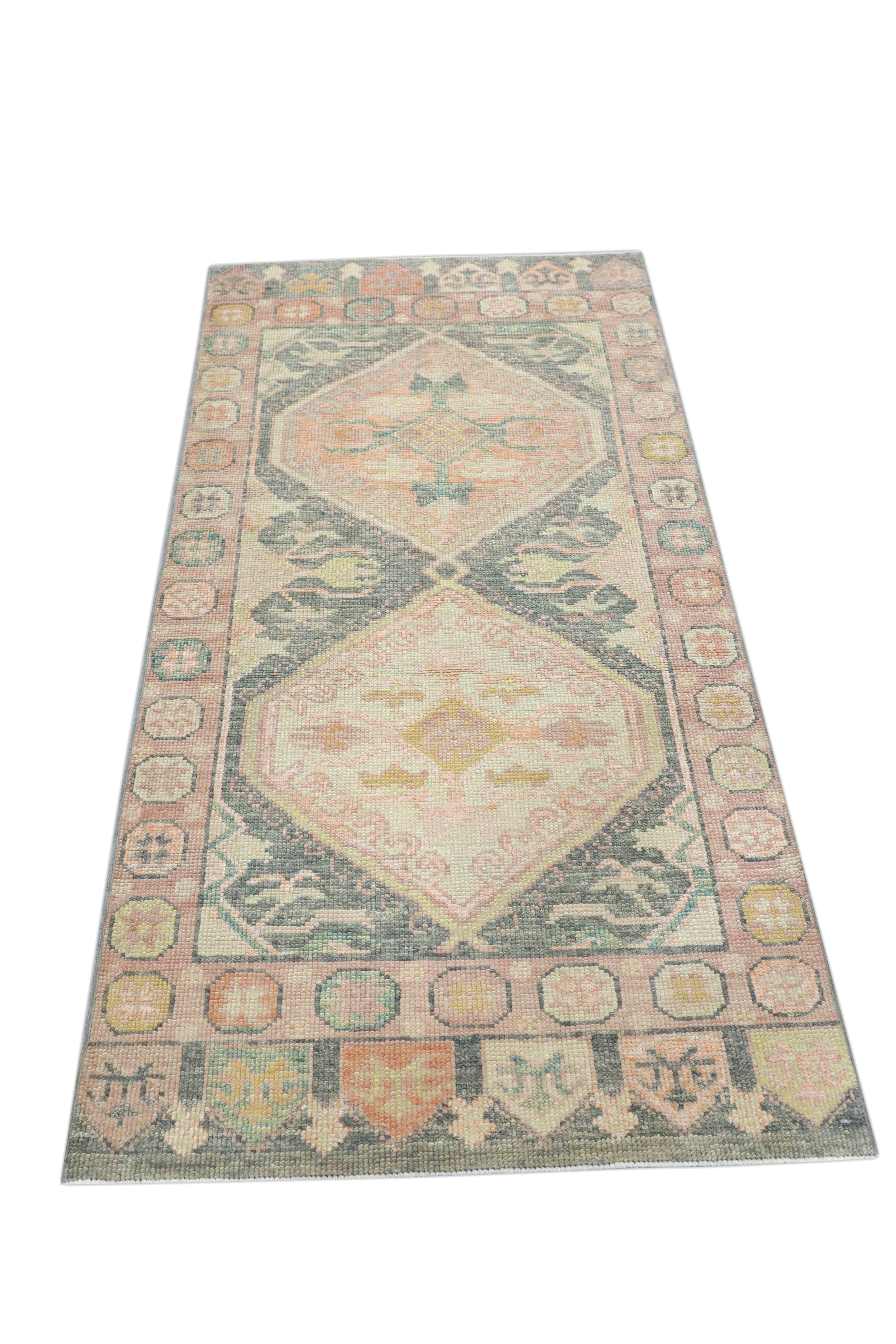 Contemporary Oushak Rug Oriental Hand Knotted Turkish Oushak 3' x 6' #4420 For Sale
