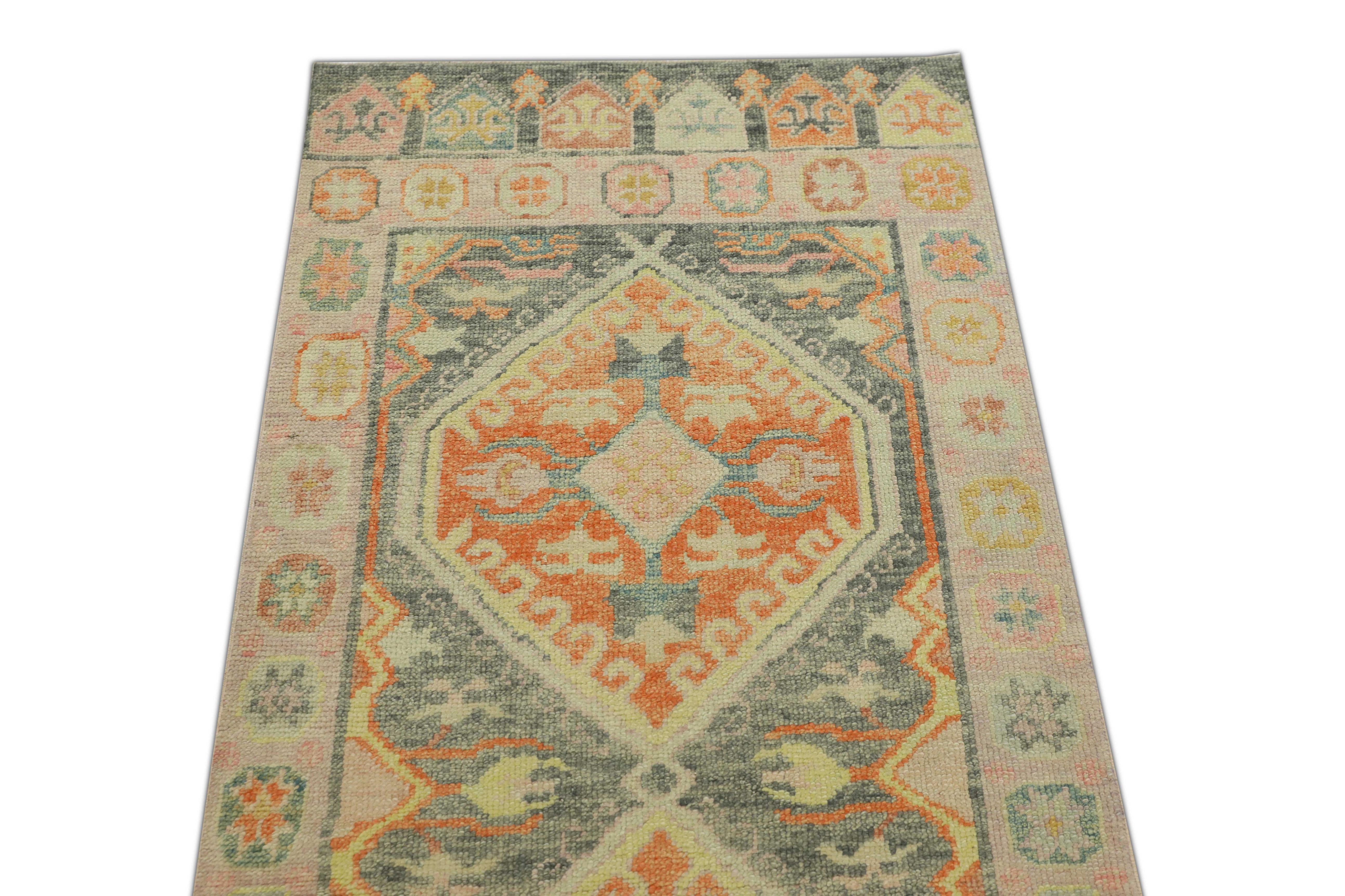 Contemporary Oushak Rug Oriental Hand Knotted Turkish Oushak 3' x 6'8