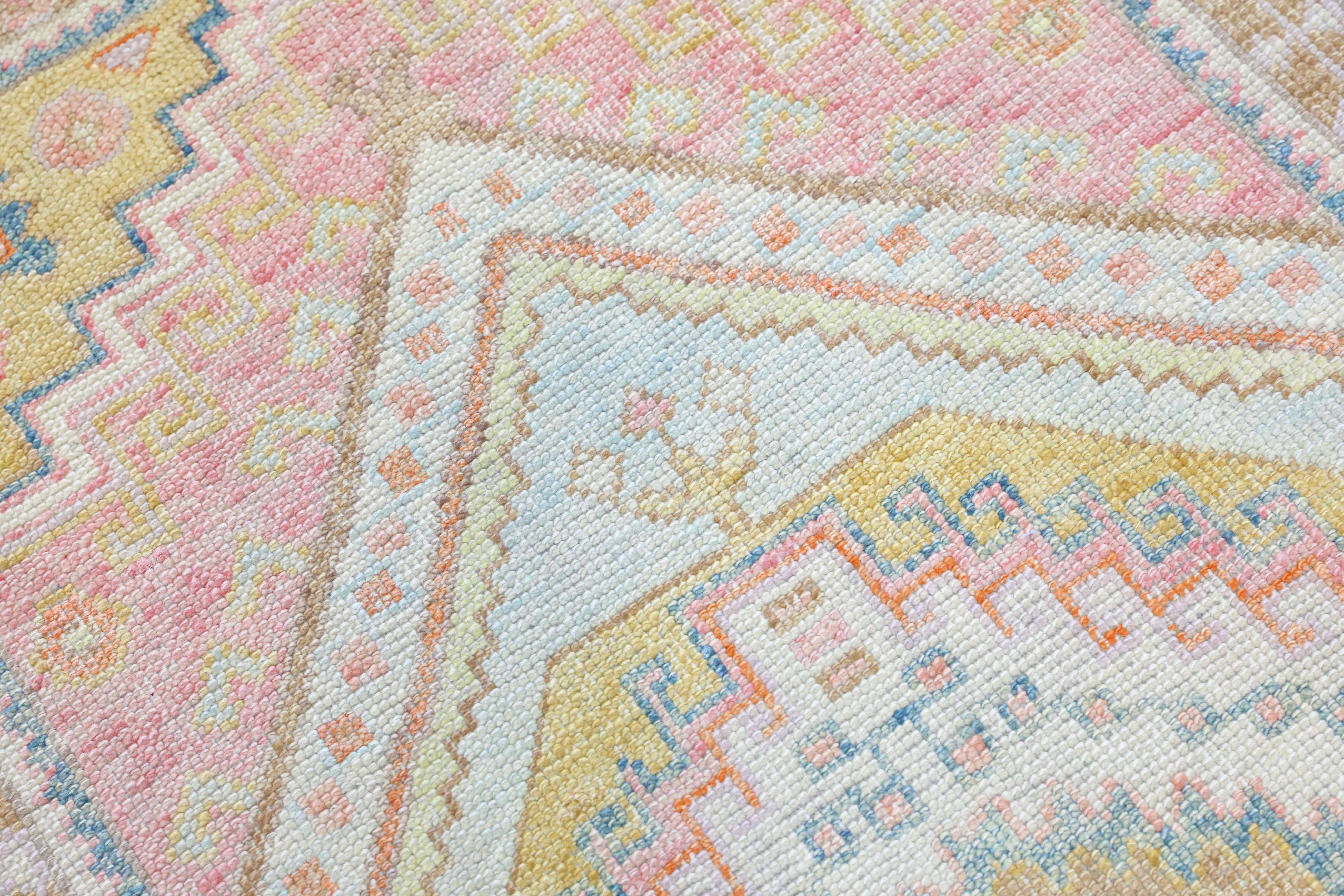 Oushak Rug Oriental Hand Knotted Turkish Oushak 3' x 8'6
