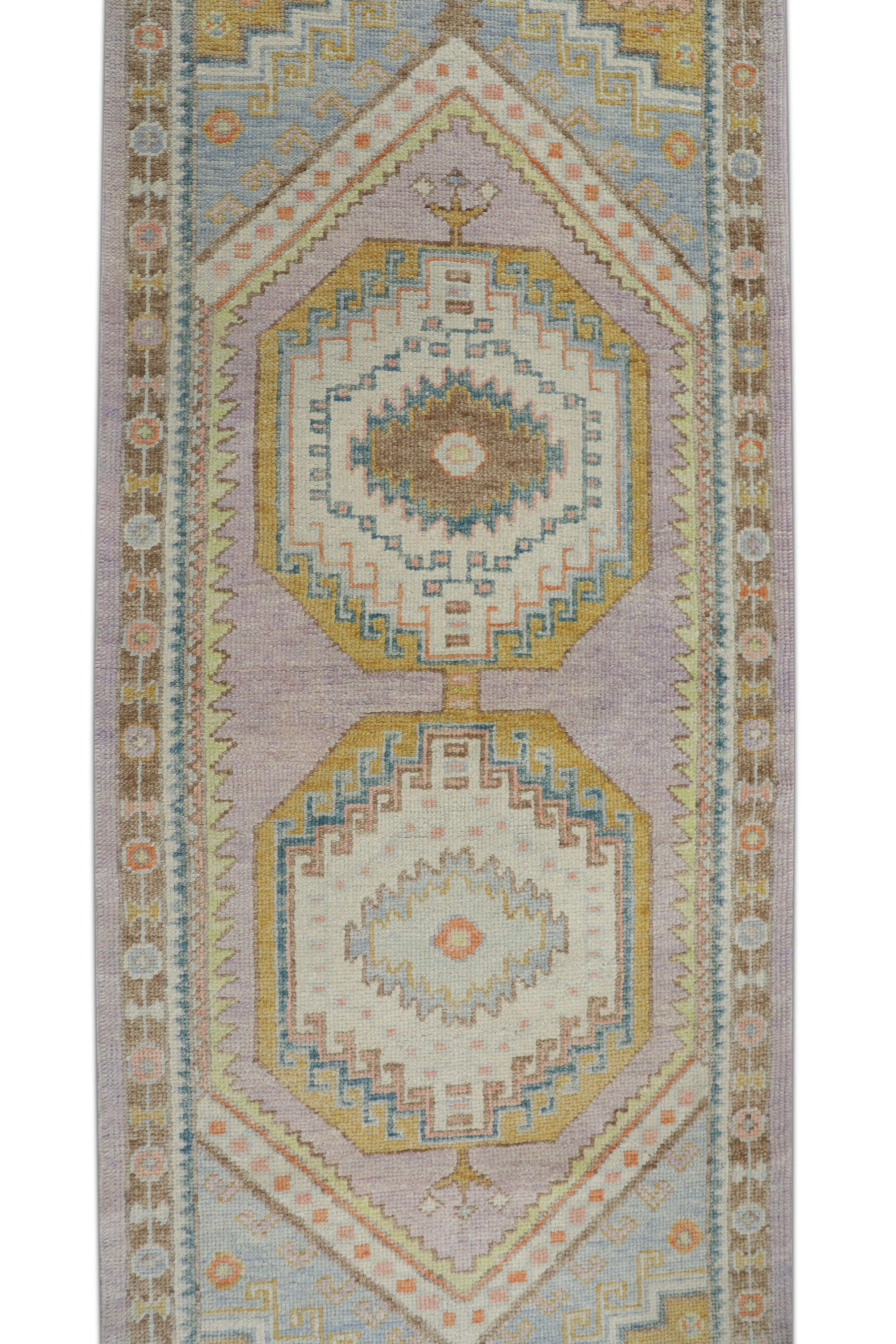 Contemporary Oushak Rug Oriental Hand Knotted Turkish Oushak 3' x 8'6