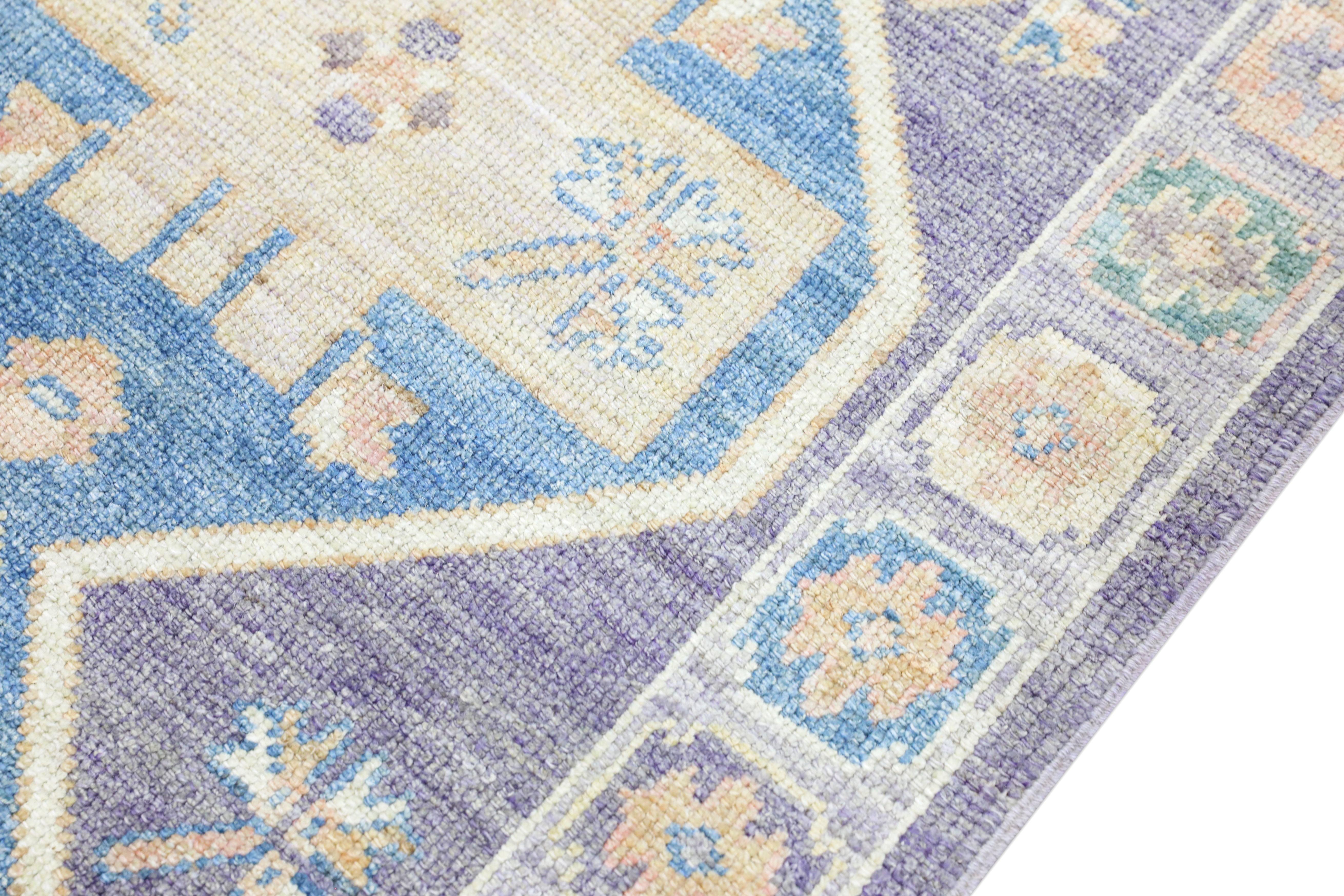 Turc Tapis oriental noué à la main turc Oushak 3' x 8'7
