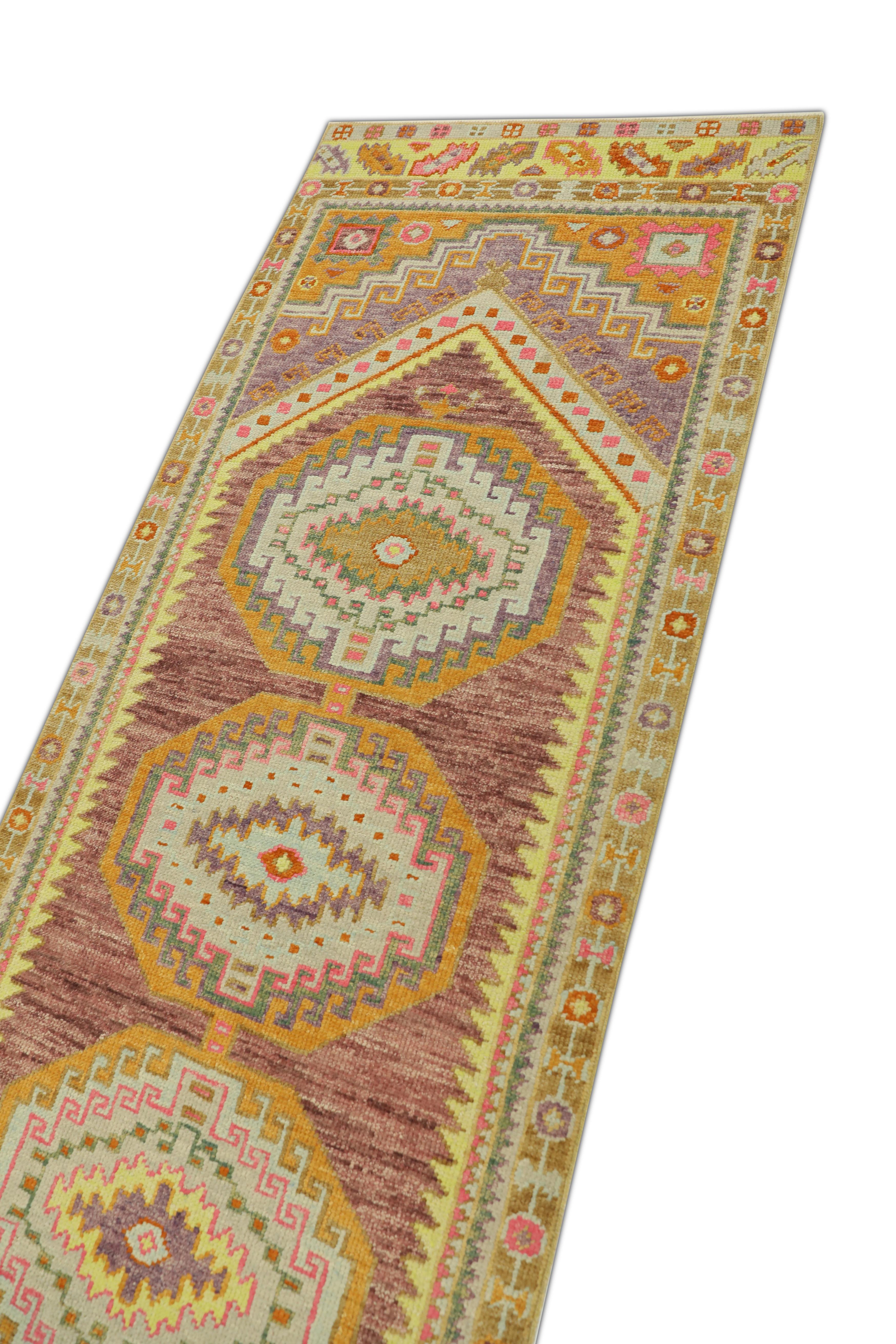 Contemporary Oushak Rug Oriental Hand Knotted Turkish Oushak 3' x 9' #697 For Sale