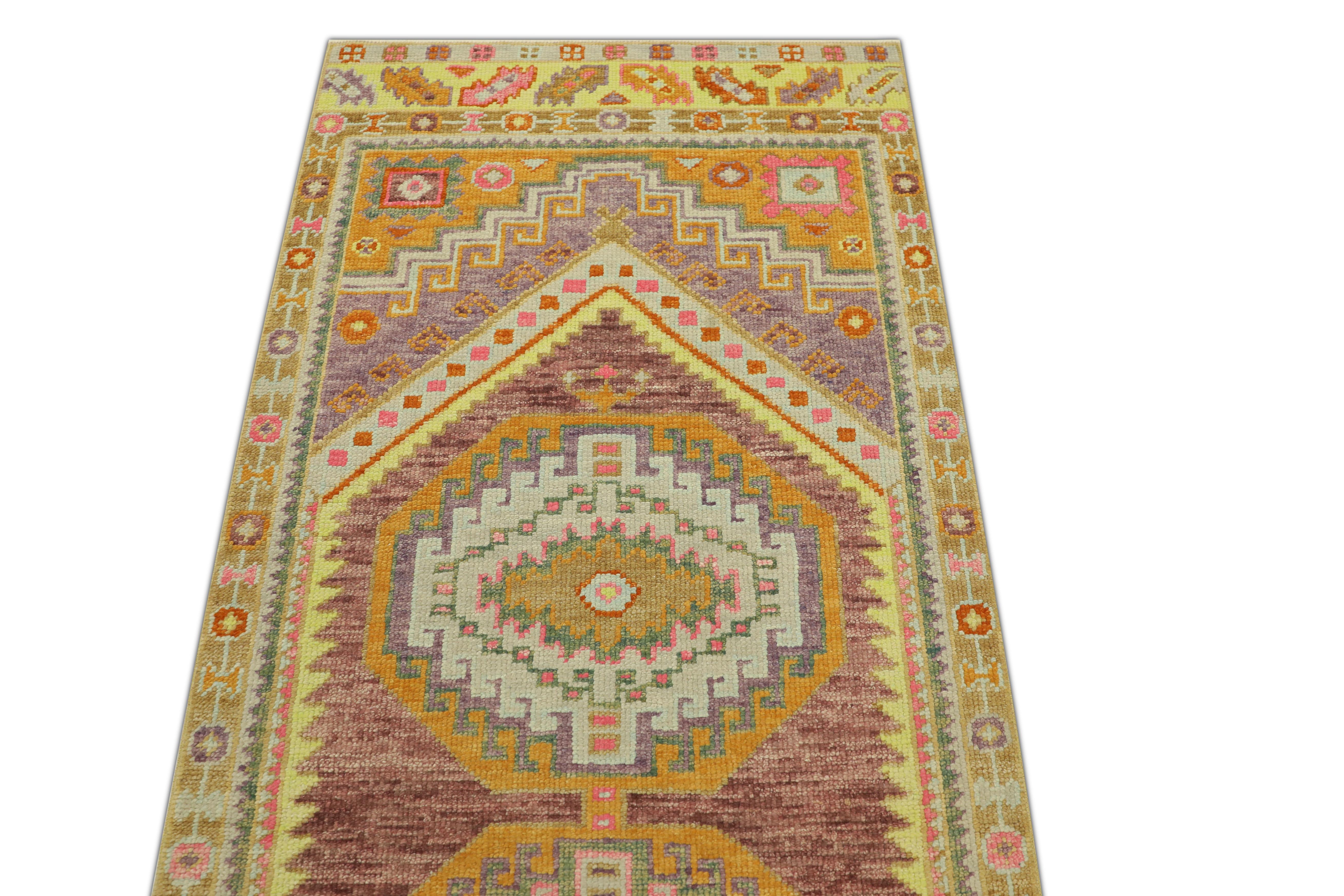 Oushak Rug Oriental Hand Knotted Turkish Oushak 3' x 9' #697 In New Condition For Sale In Houston, TX
