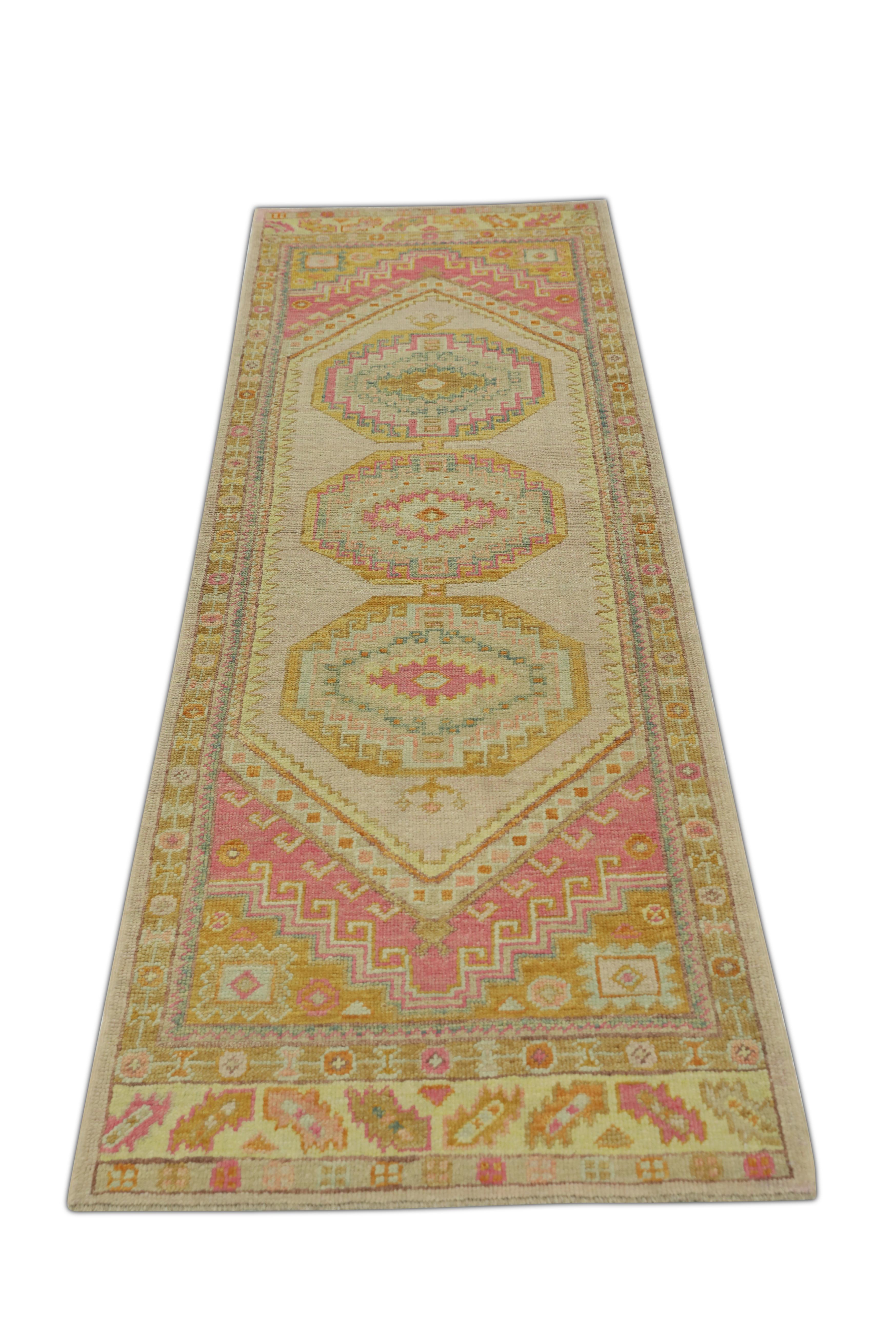 Oushak-Teppich Orientalischer handgeknüpfter türkischer Oushak-Teppich 3' x 9'7