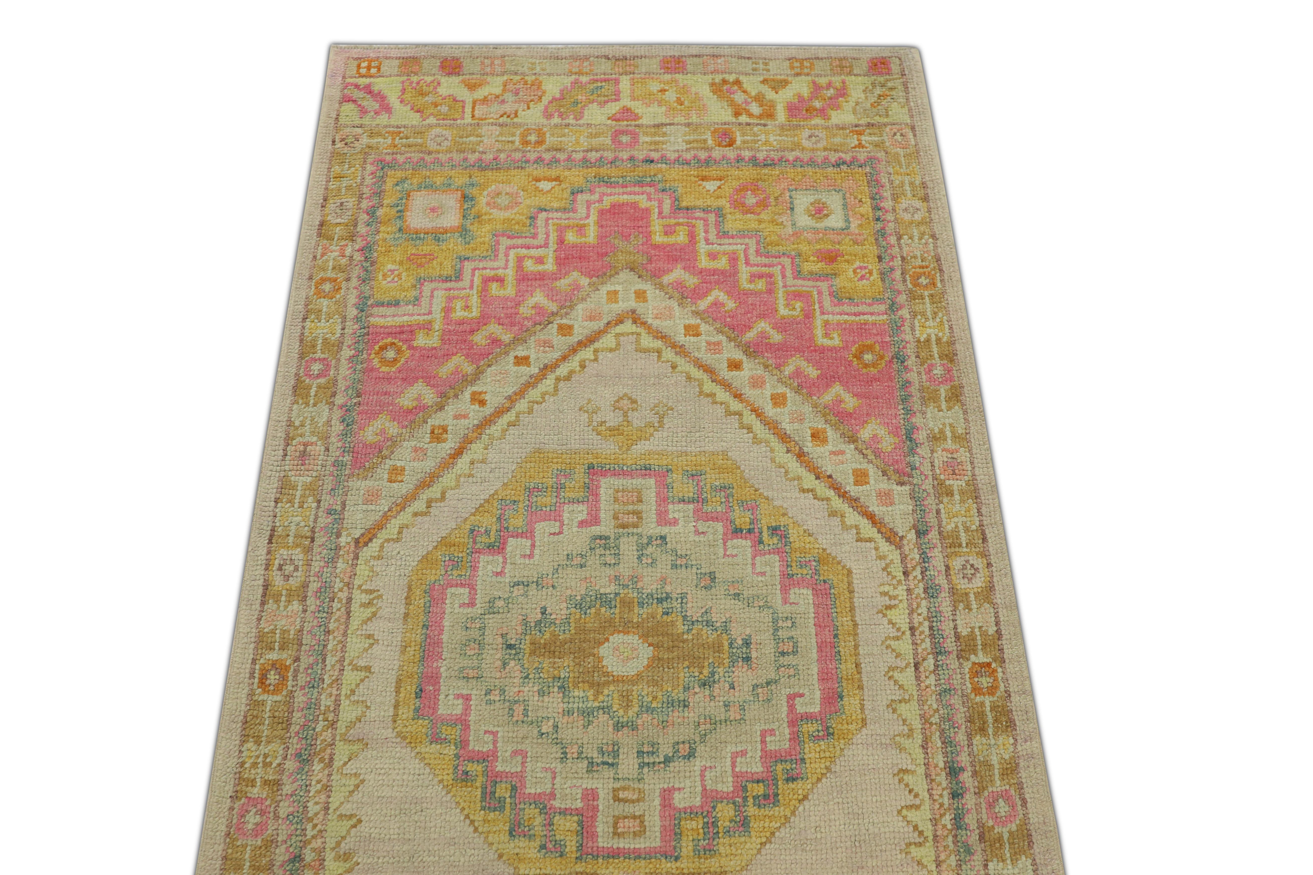 Oushak-Teppich Orientalischer handgeknüpfter türkischer Oushak-Teppich 3' x 9'7