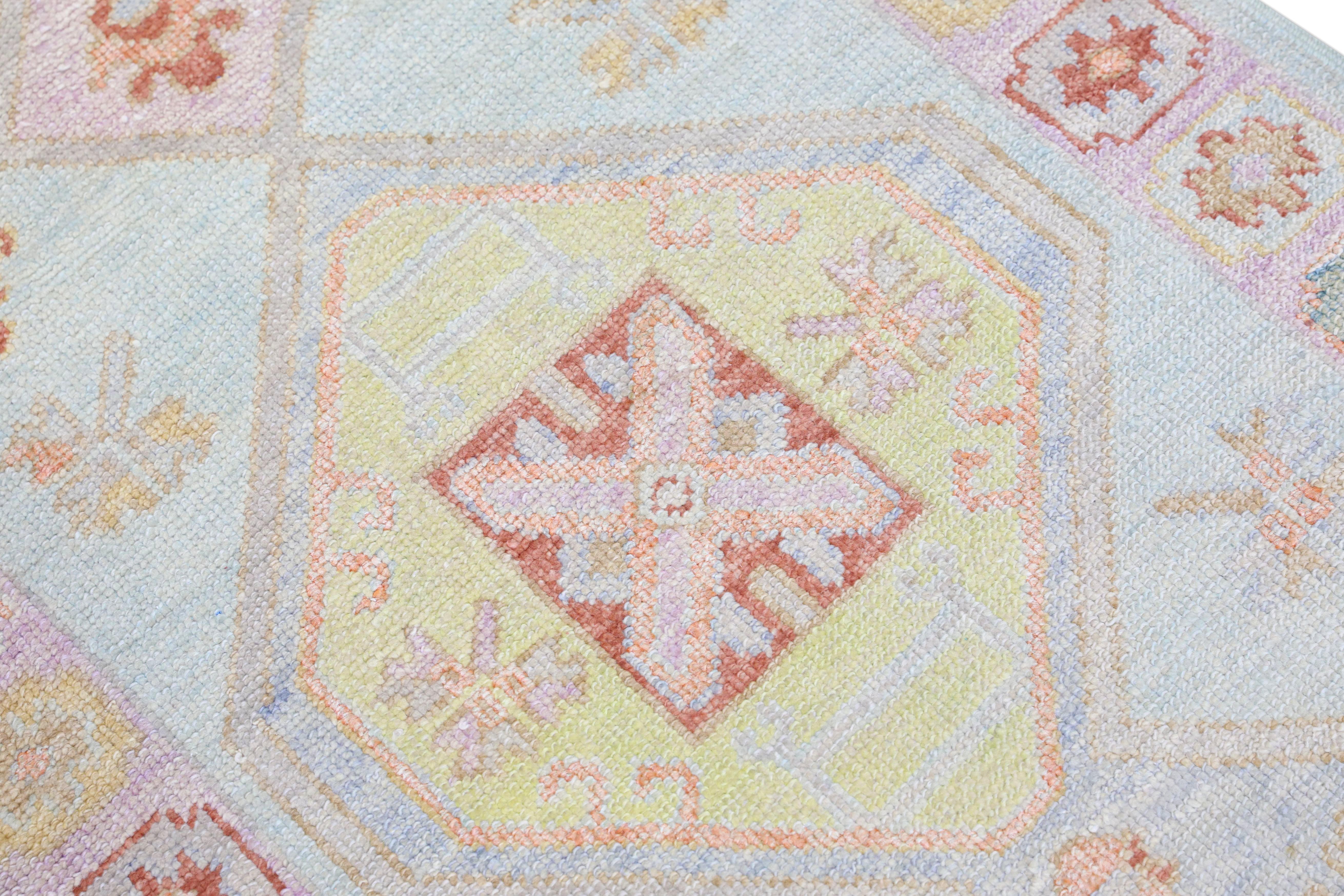 Oushak Rug Oriental Hand Knotted Turkish Oushak 3'1 x 10'1