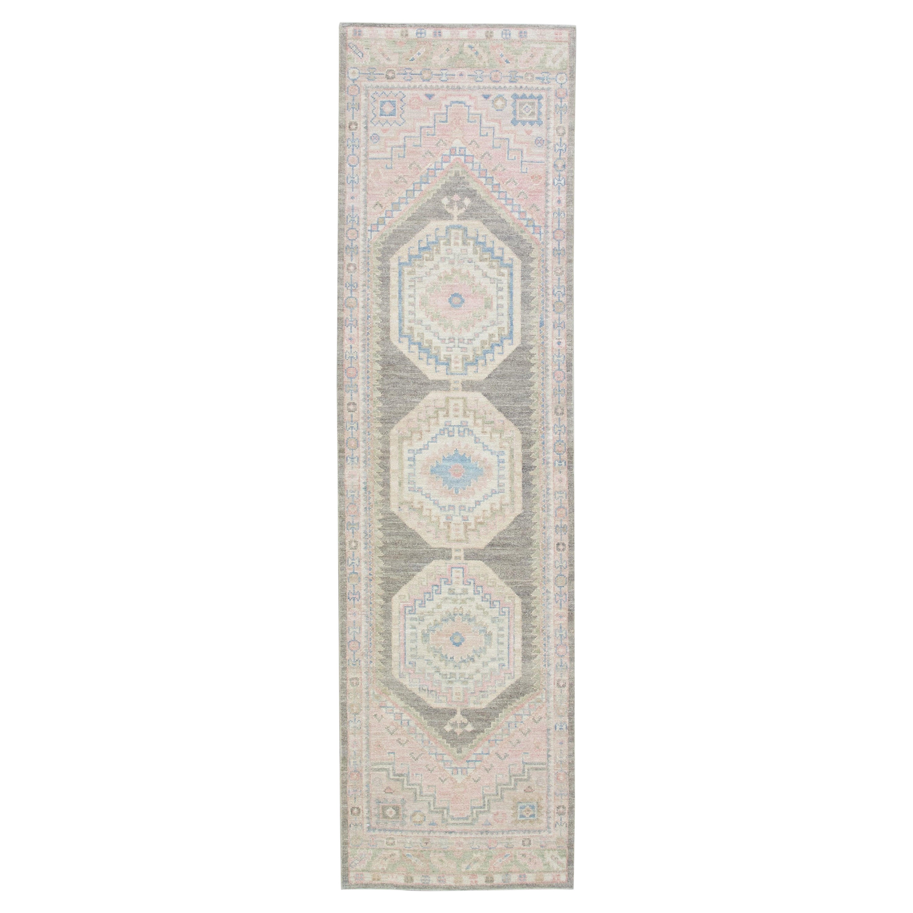 Oushak-Teppich Orientalischer handgeknüpfter türkischer Oushak 3'1" x 11'1" #4218