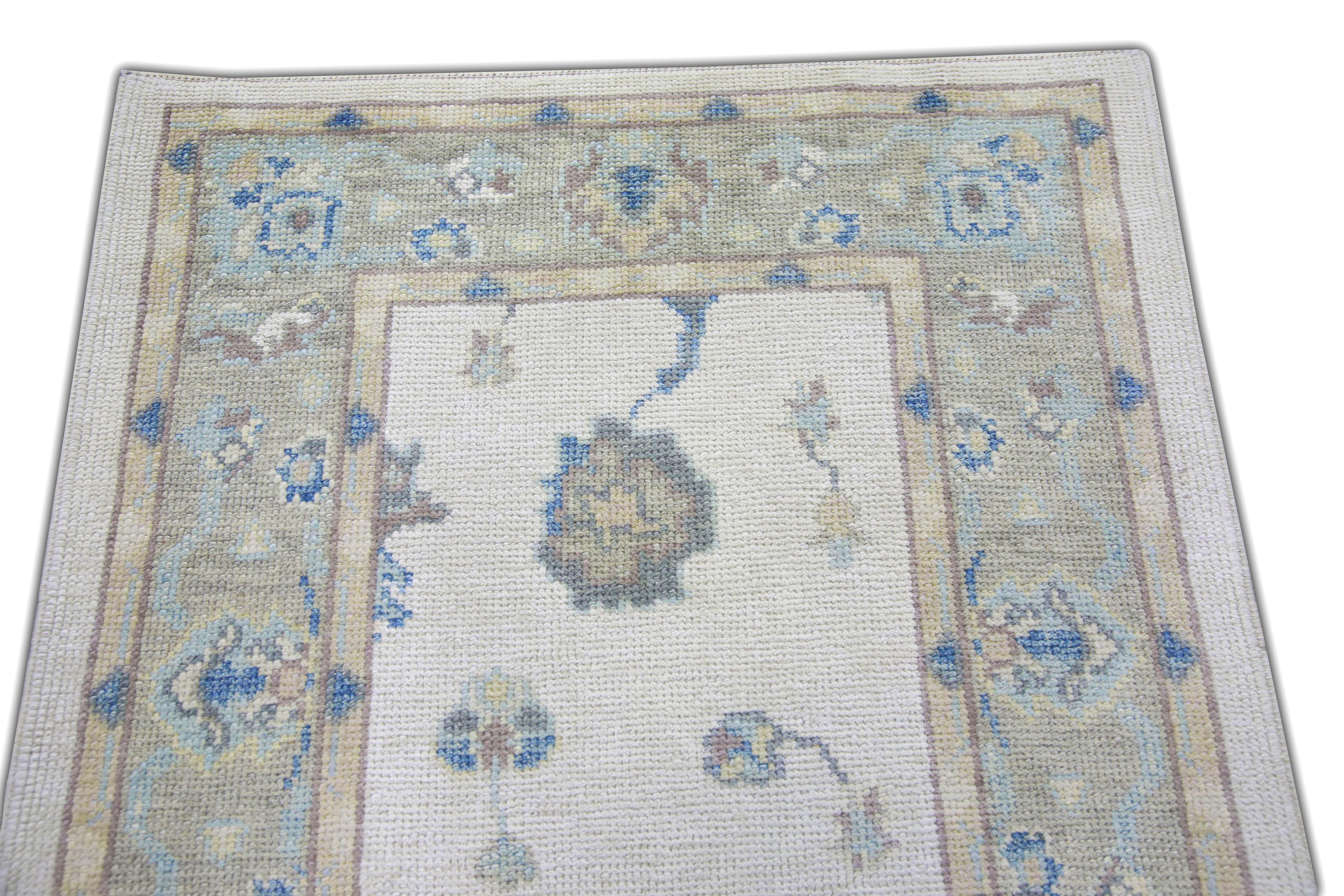 Noué à la main Tapis oriental noué à la main turc Oushak 3'1