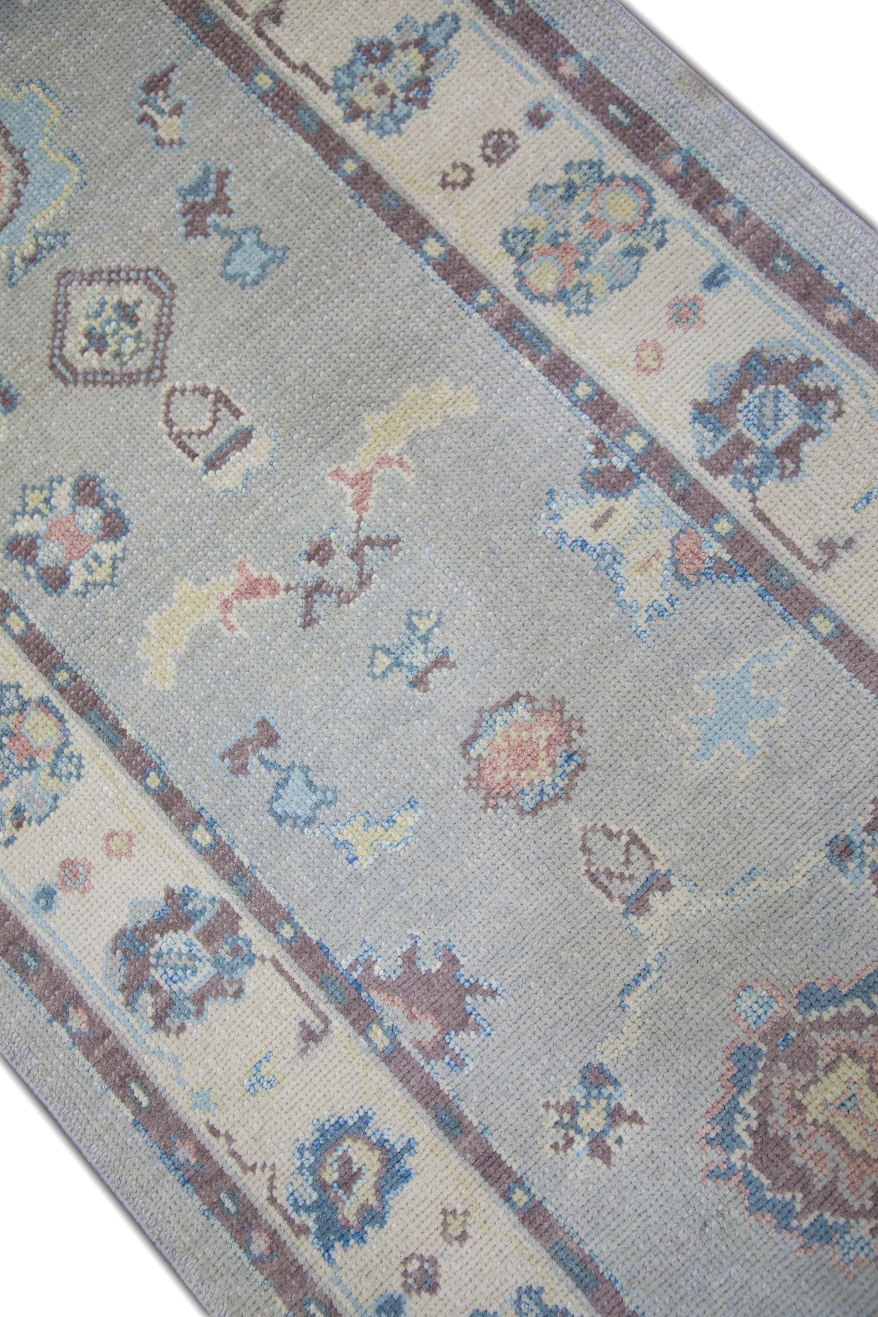 Contemporary Oushak Rug Oriental Hand Knotted Turkish Oushak 3'1