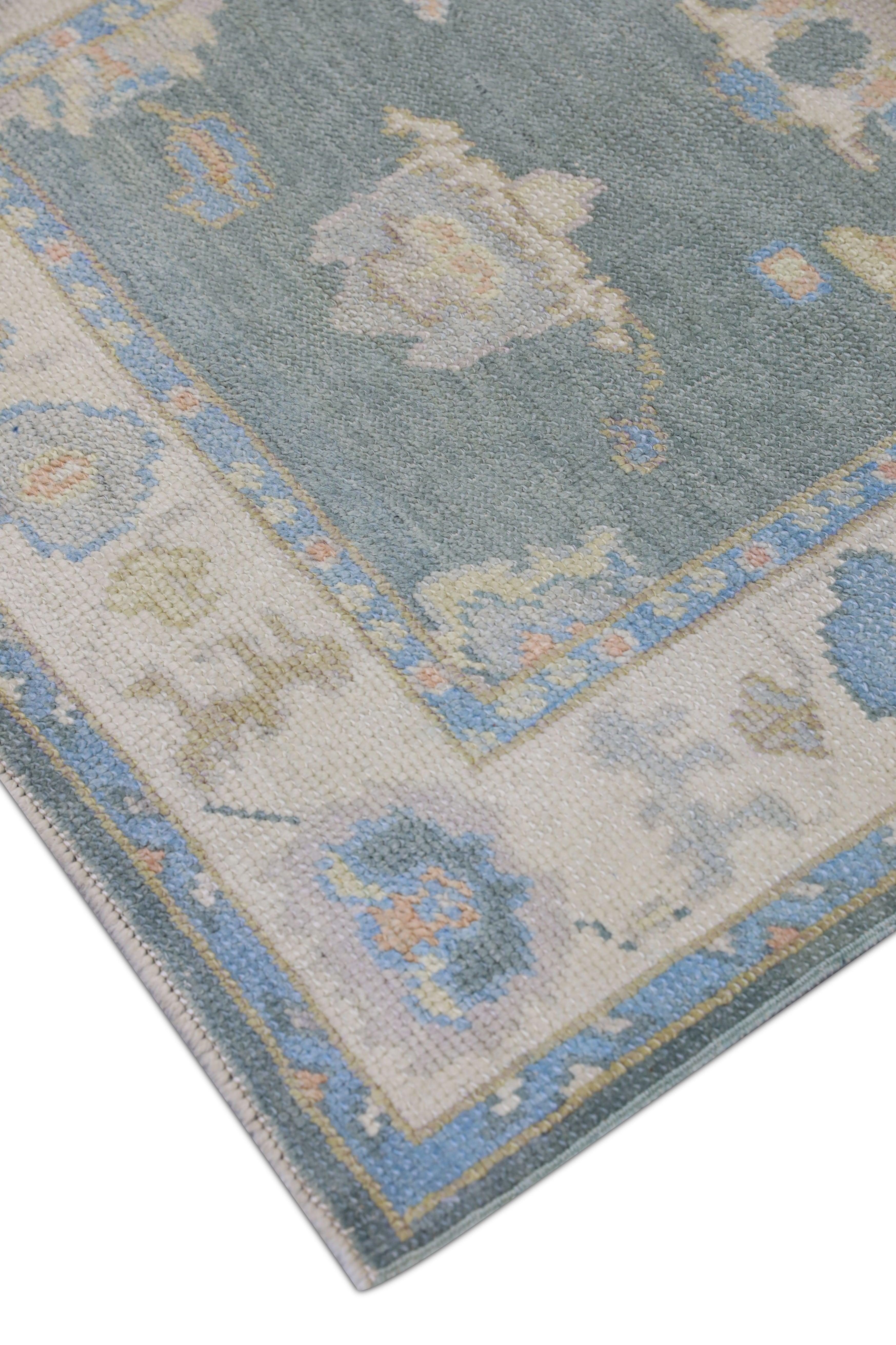 Hand-Knotted Oushak Rug Oriental Hand Knotted Turkish Oushak 3'1