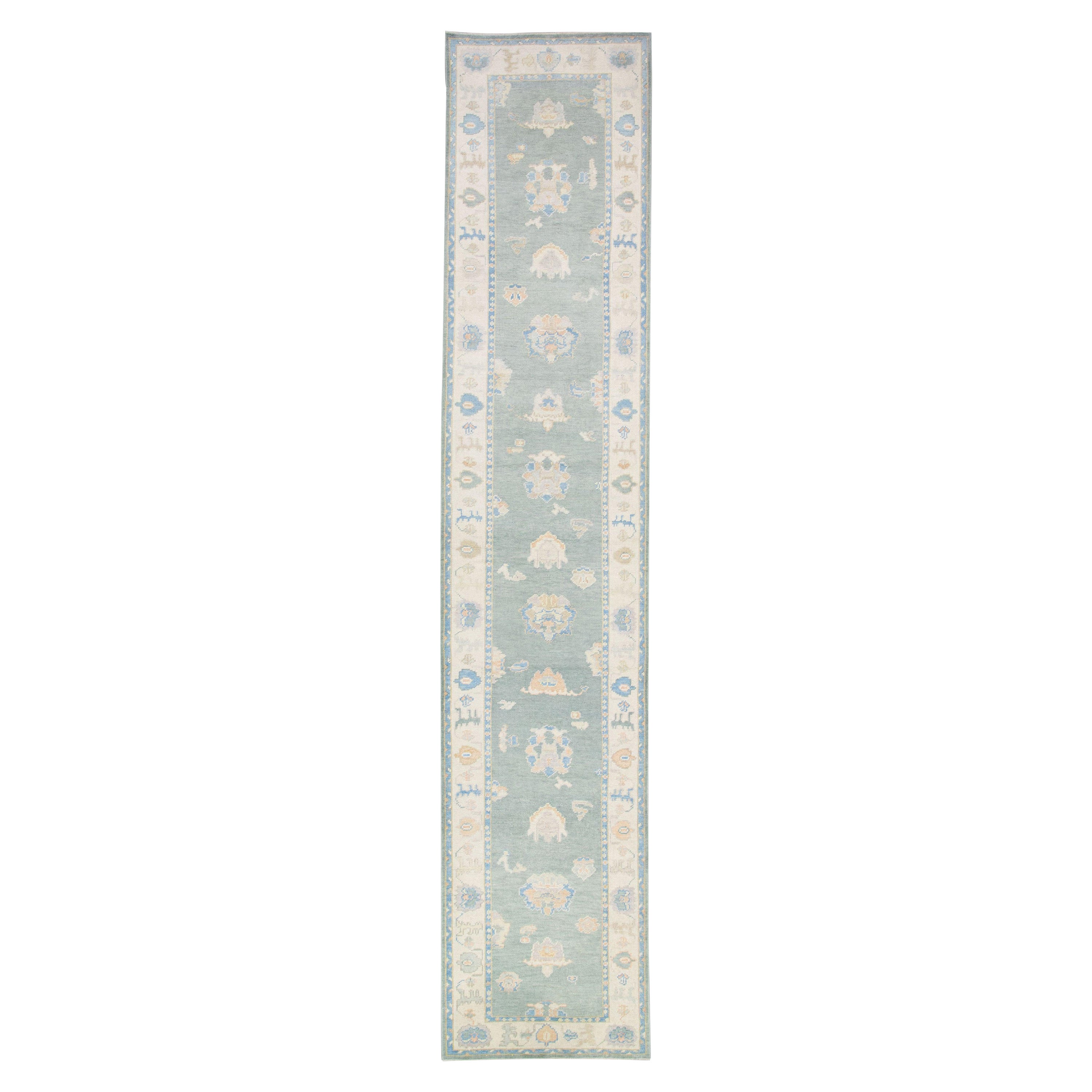 Oushak Rug Oriental Hand Knotted Turkish Oushak 3'1" x 15'3" #3013 For Sale