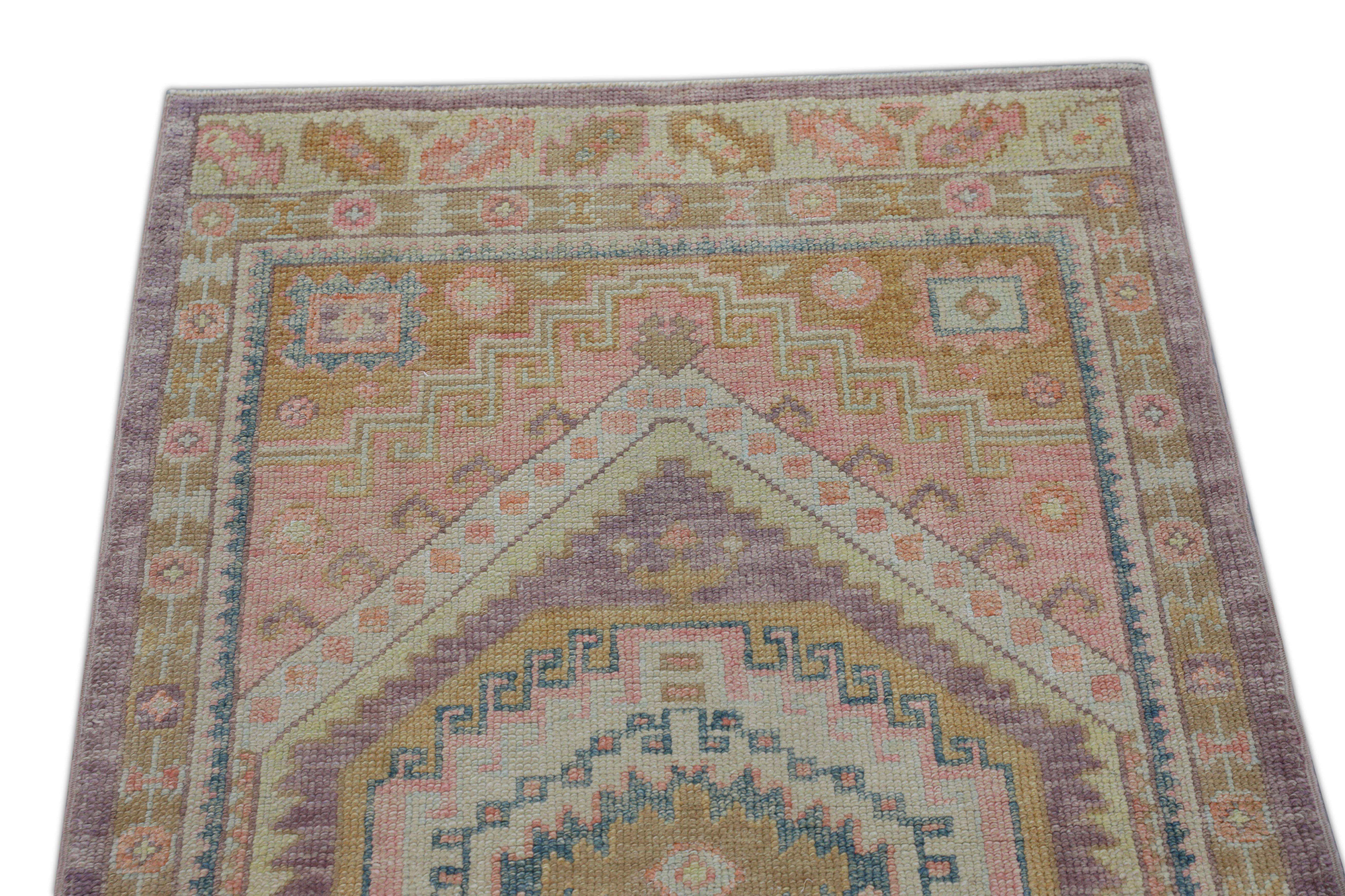 Contemporary Oushak Rug Oriental Hand Knotted Turkish Oushak 3'1
