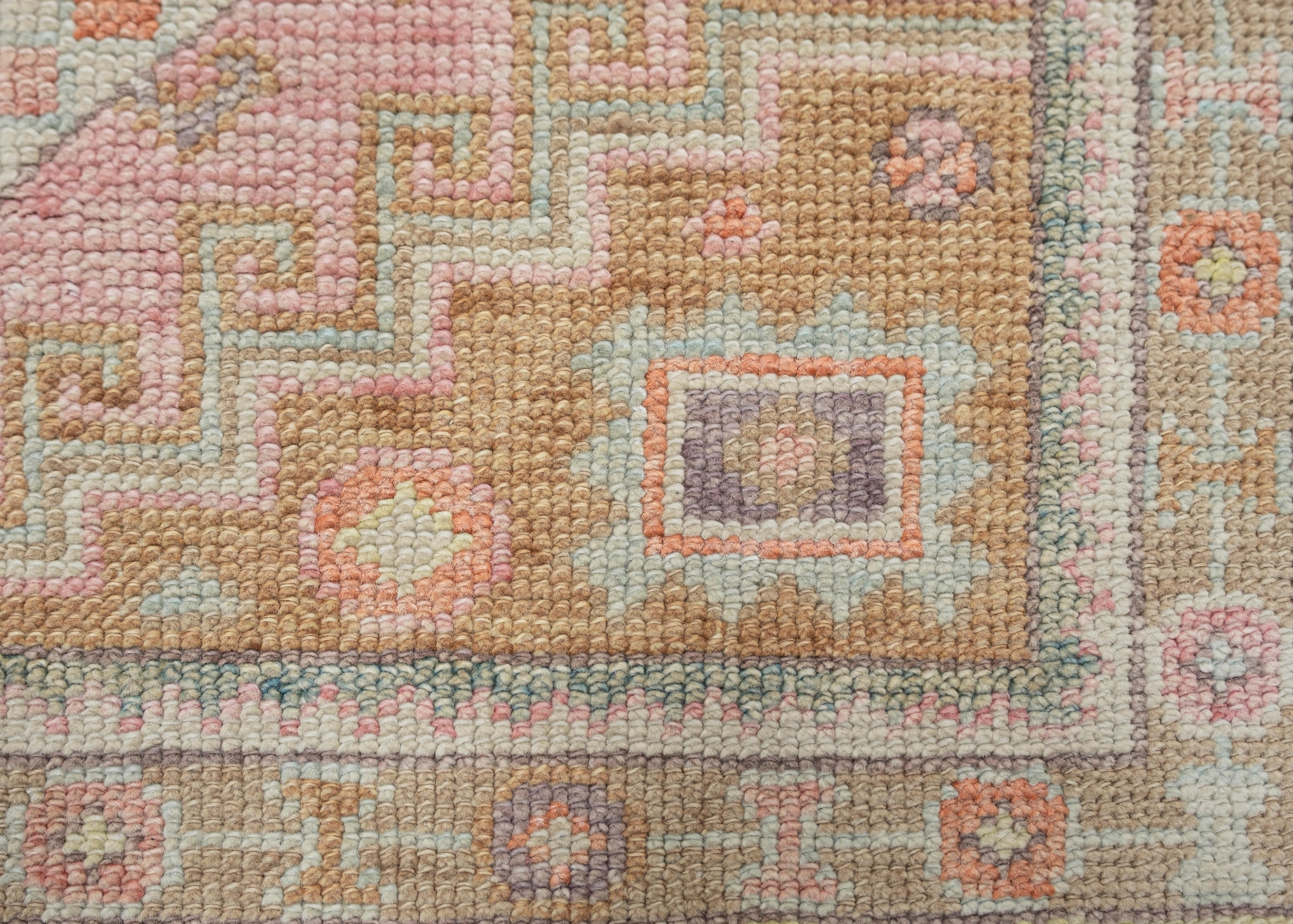 Contemporary Oushak Rug Oriental Hand Knotted Turkish Oushak 3'1