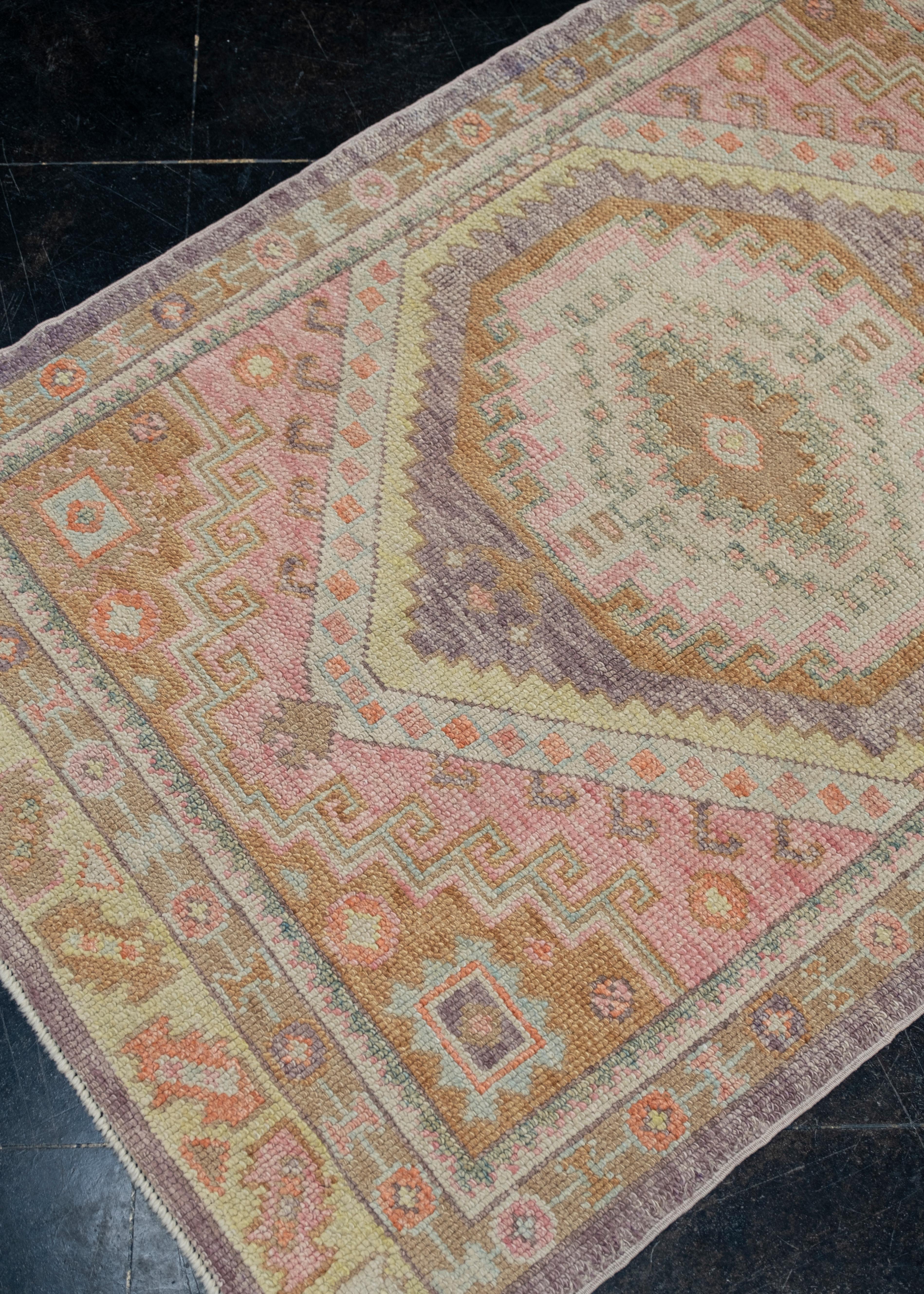 Wool Oushak Rug Oriental Hand Knotted Turkish Oushak 3'1
