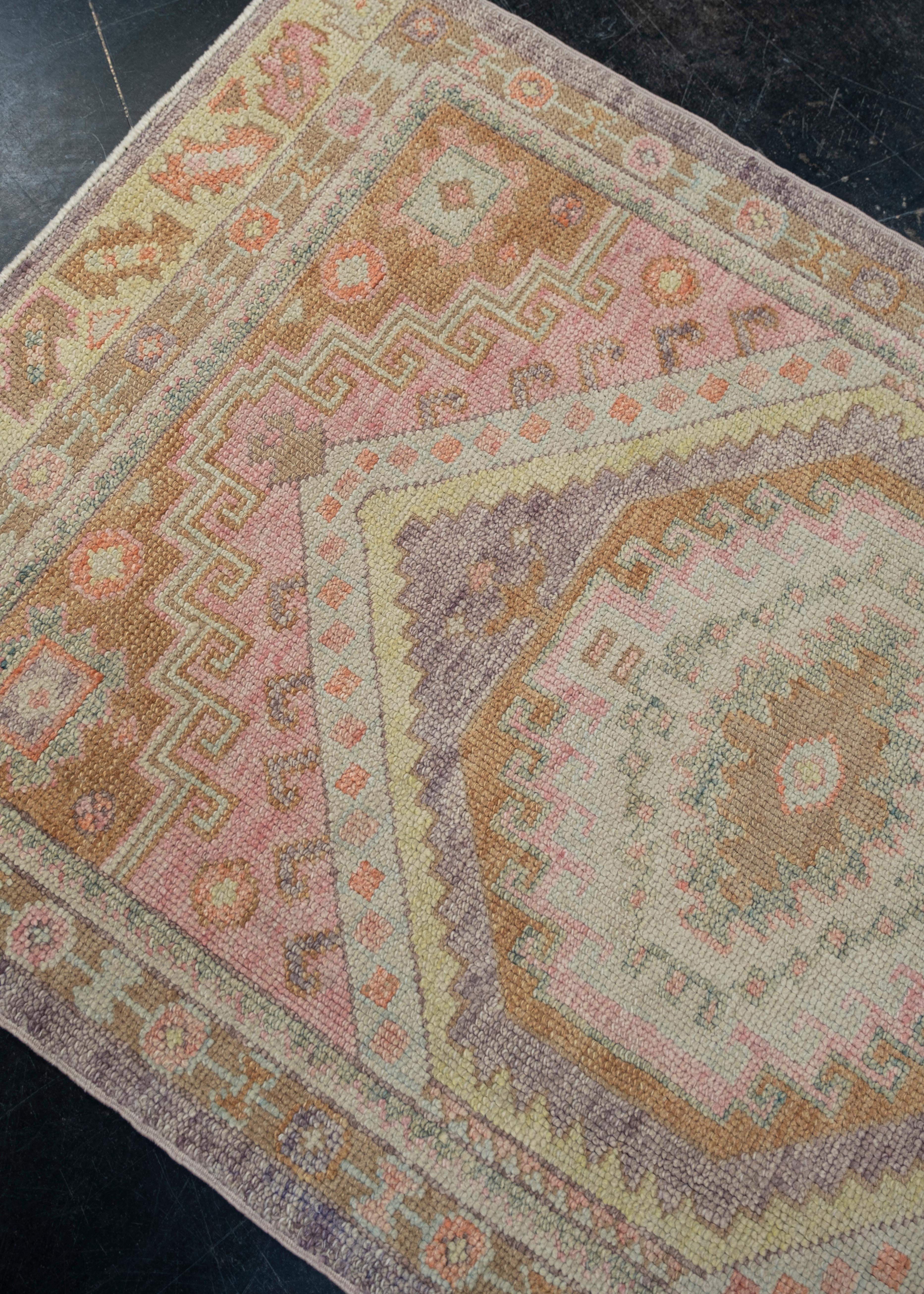 Oushak Rug Oriental Hand Knotted Turkish Oushak 3'1