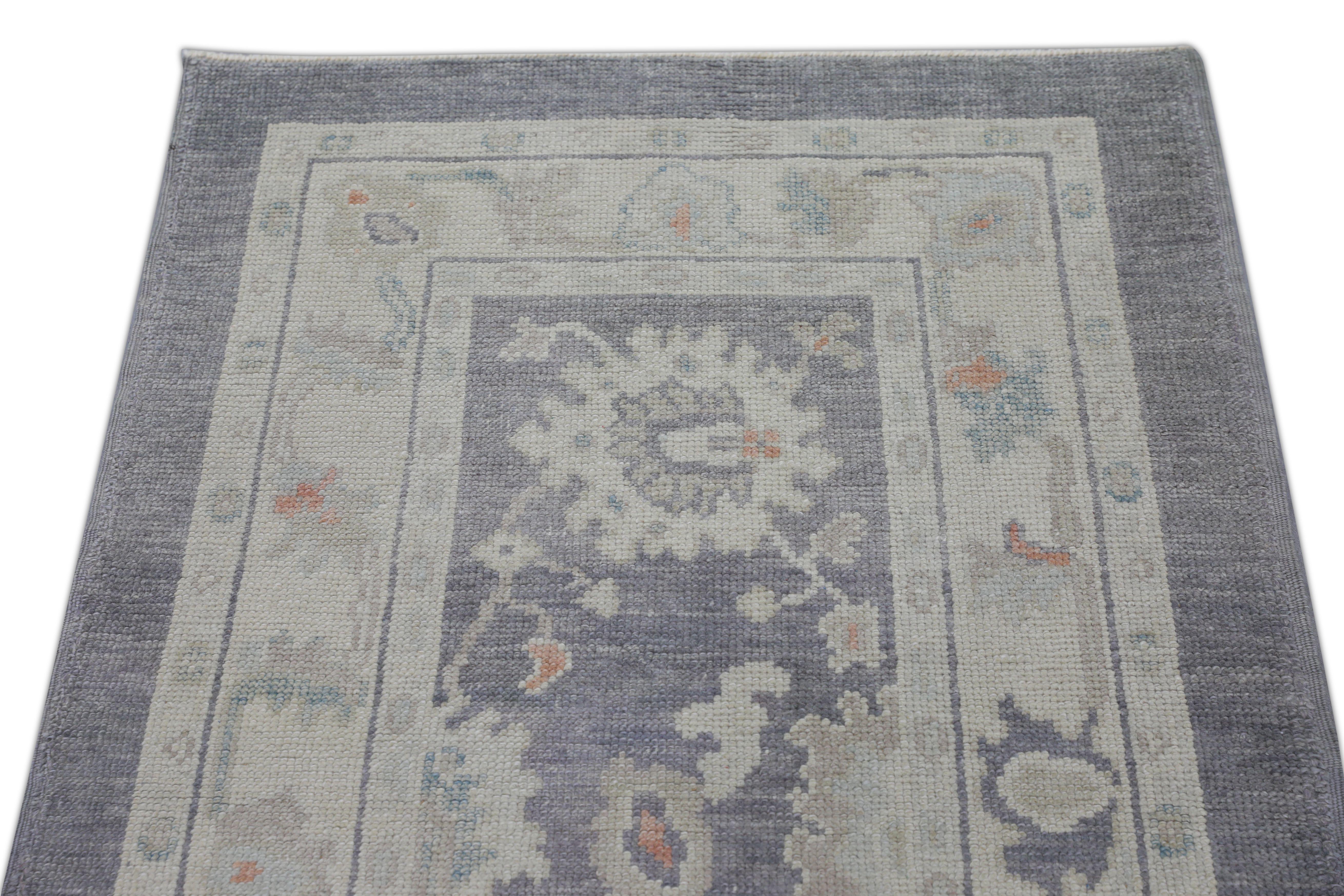 XXIe siècle et contemporain Tapis oriental noué à la main turc Oushak 3'1