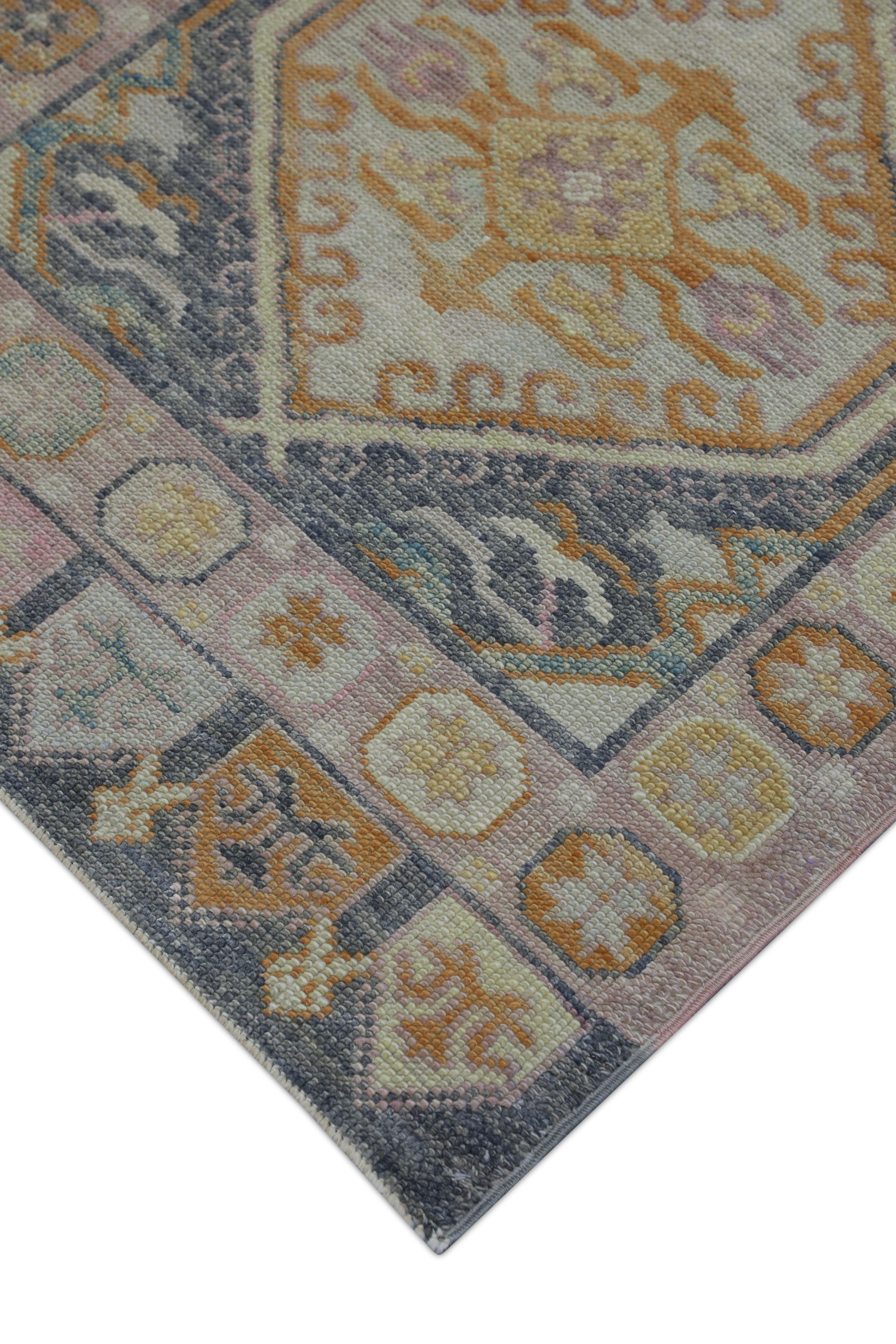 Hand-Knotted Oushak Rug Oriental Hand Knotted Turkish Oushak 3'1