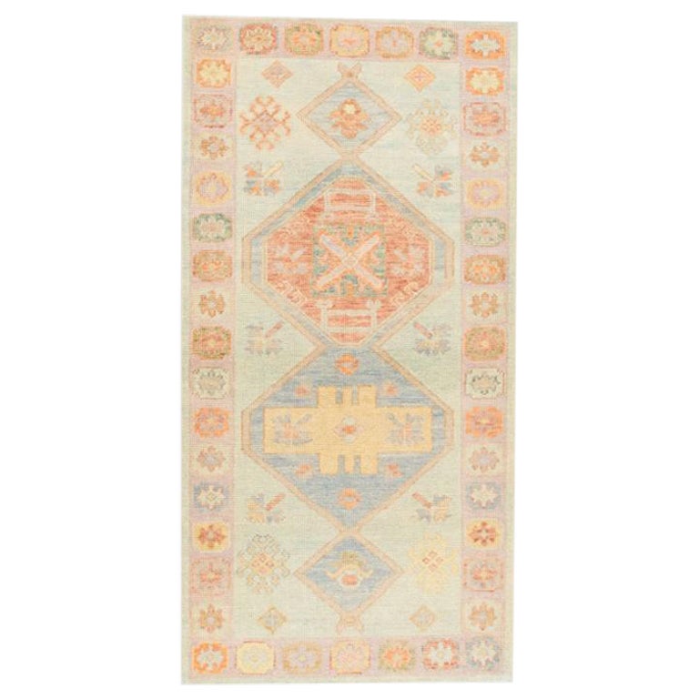 Alfombra Oushak Oriental Anudada a Mano Turca Oushak 3'1" x 6'1" #887