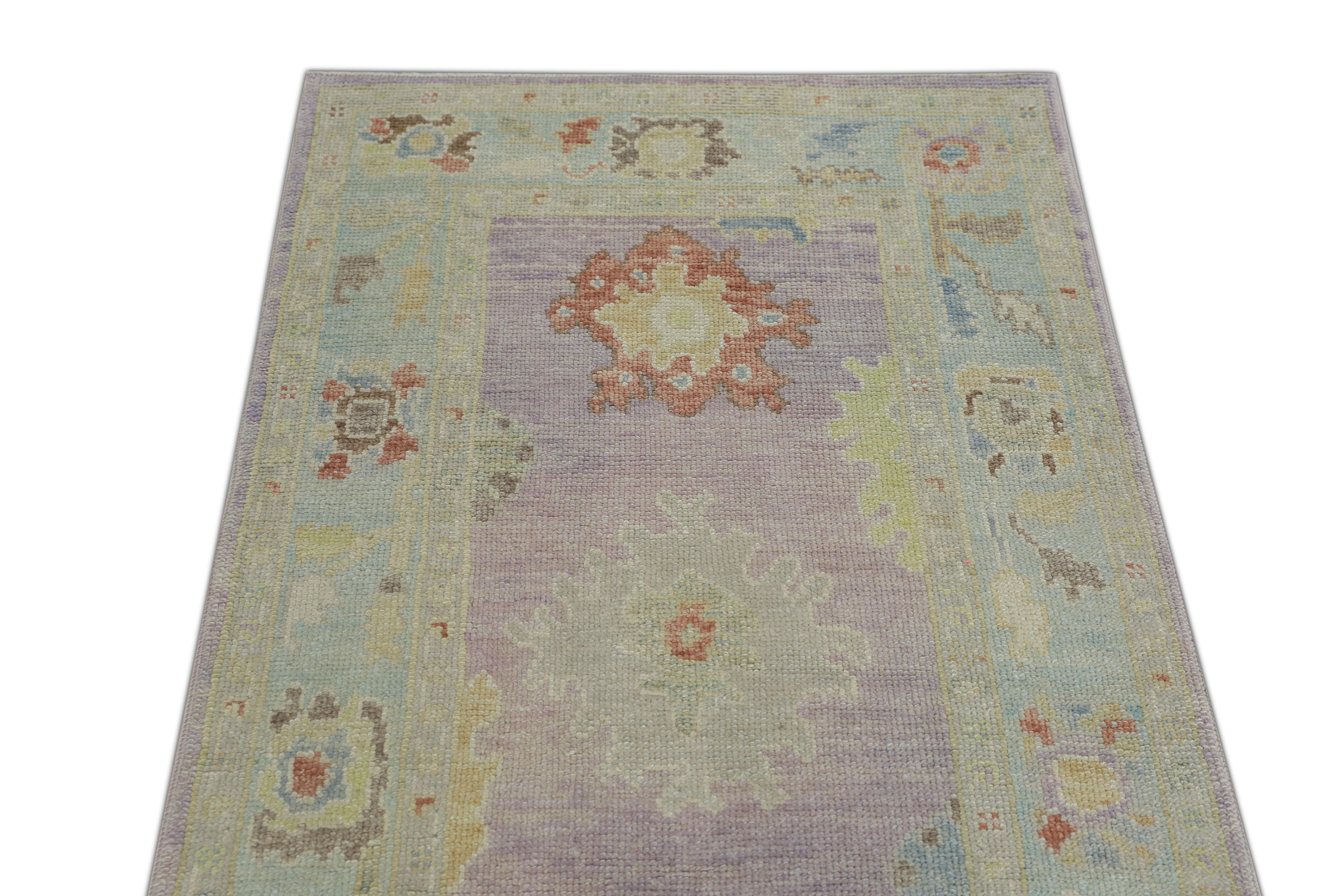 XXIe siècle et contemporain Tapis oriental noué à la main turc Oushak 3'1